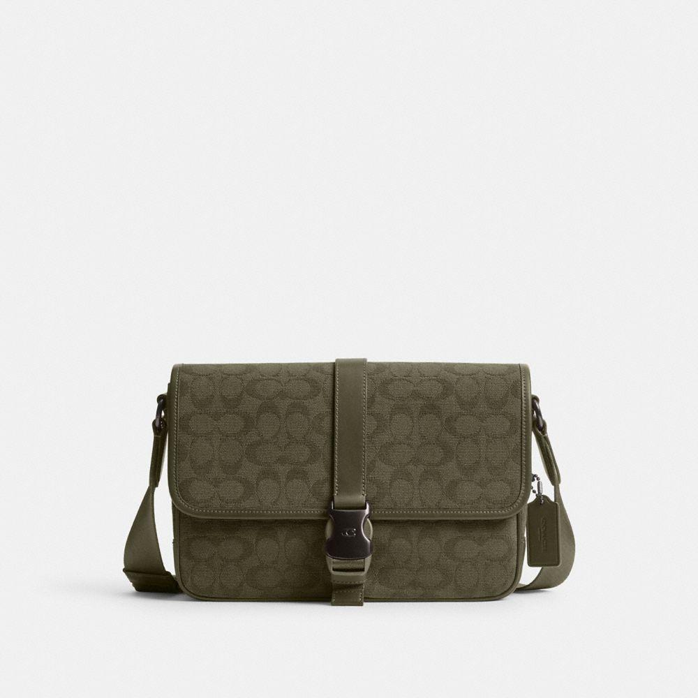 COACH League Messenger Bag In Signature Canvas Jacquard in Green for