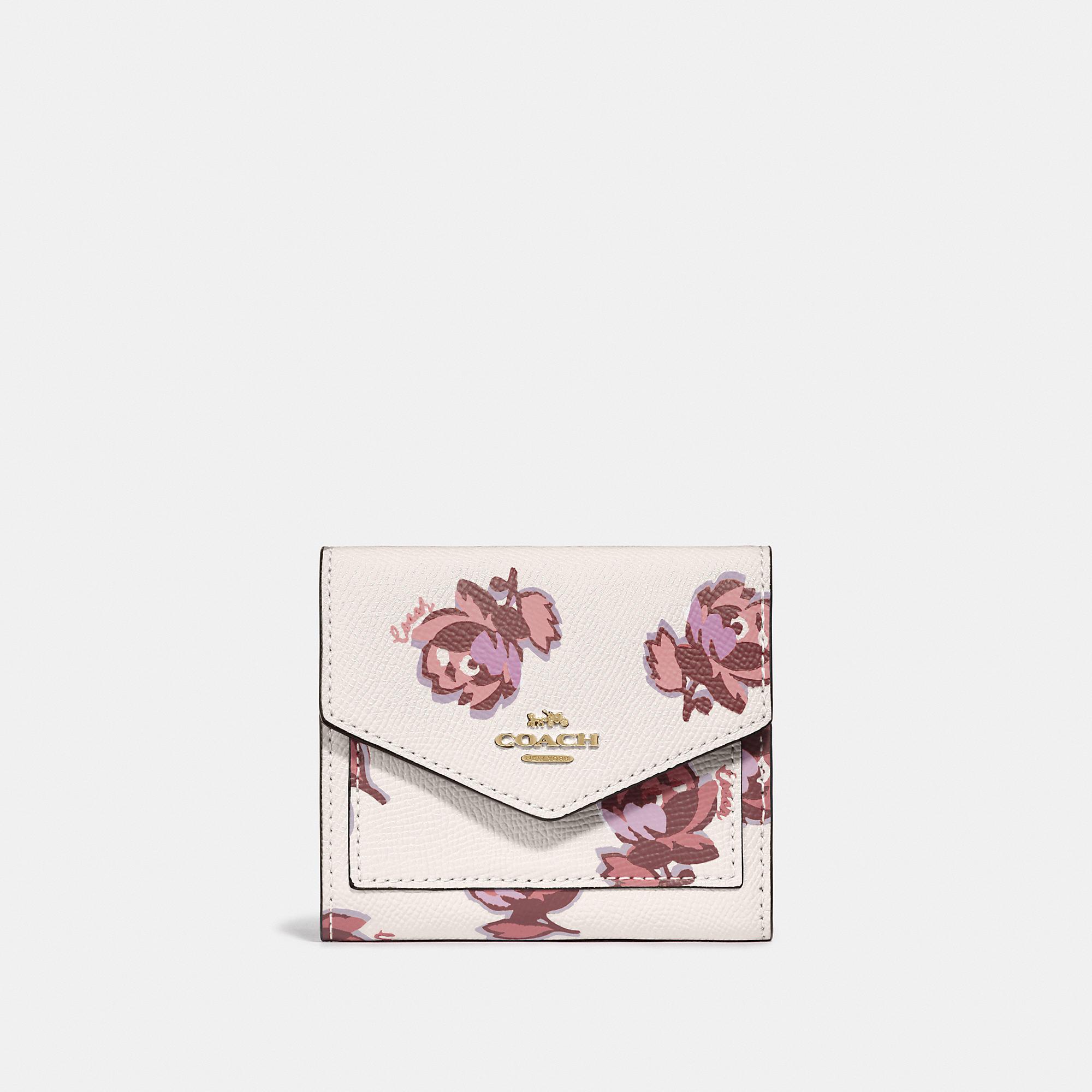 COACH Small Wallet With Floral Print in Pink | Lyst