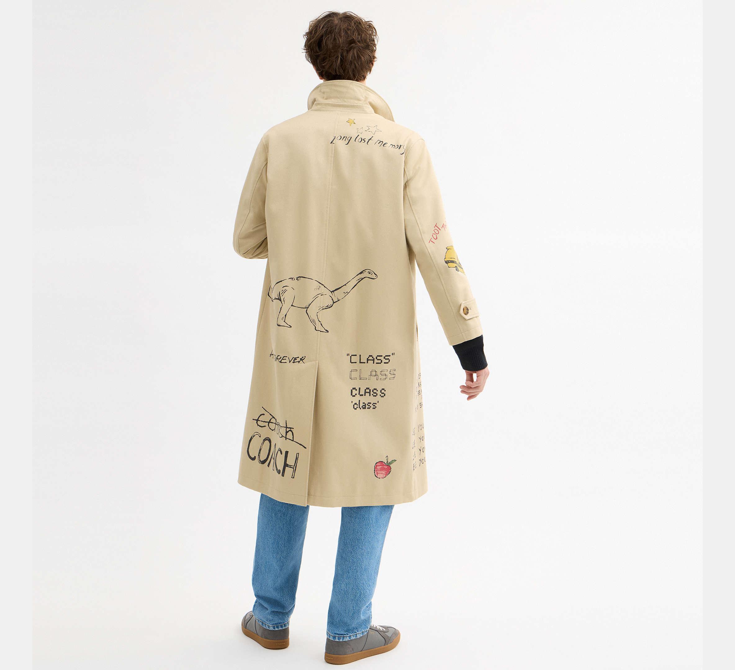 COACH Sketch Print Balmacaan in Natural Lyst UK