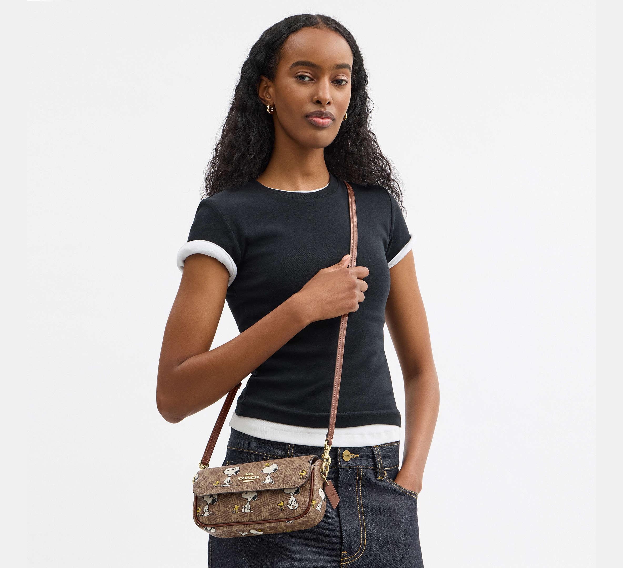 COACH Coach X Peanuts Hailey Flap Bag With Snoopy Print in