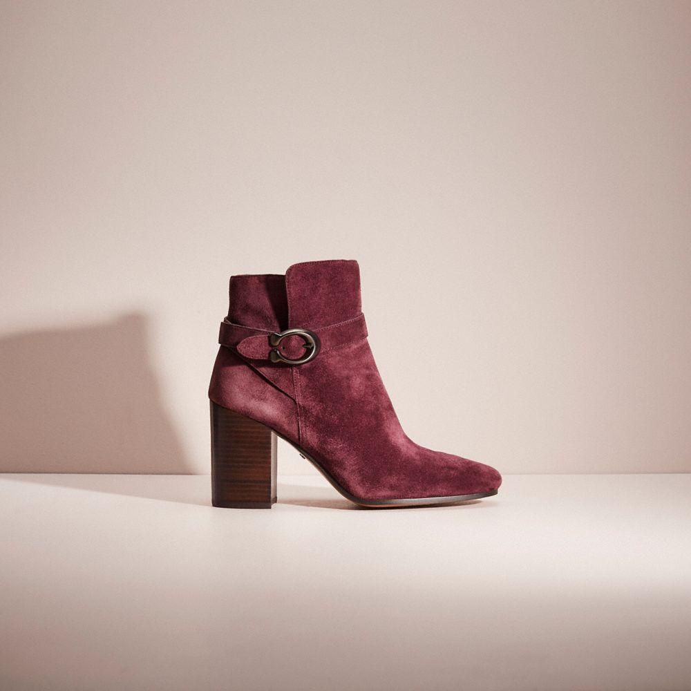 Coach signature top buckle bootie