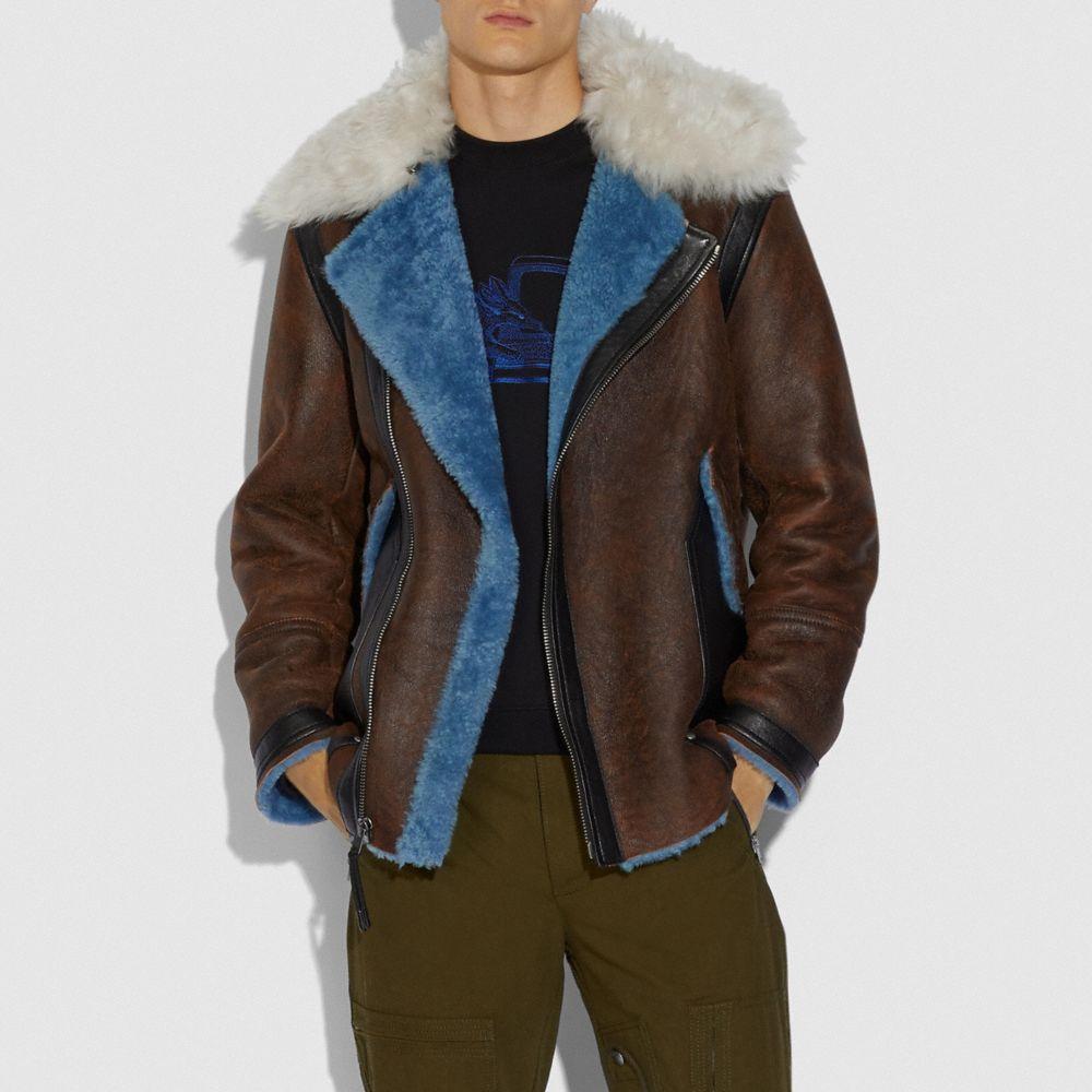 blue shearling jacket