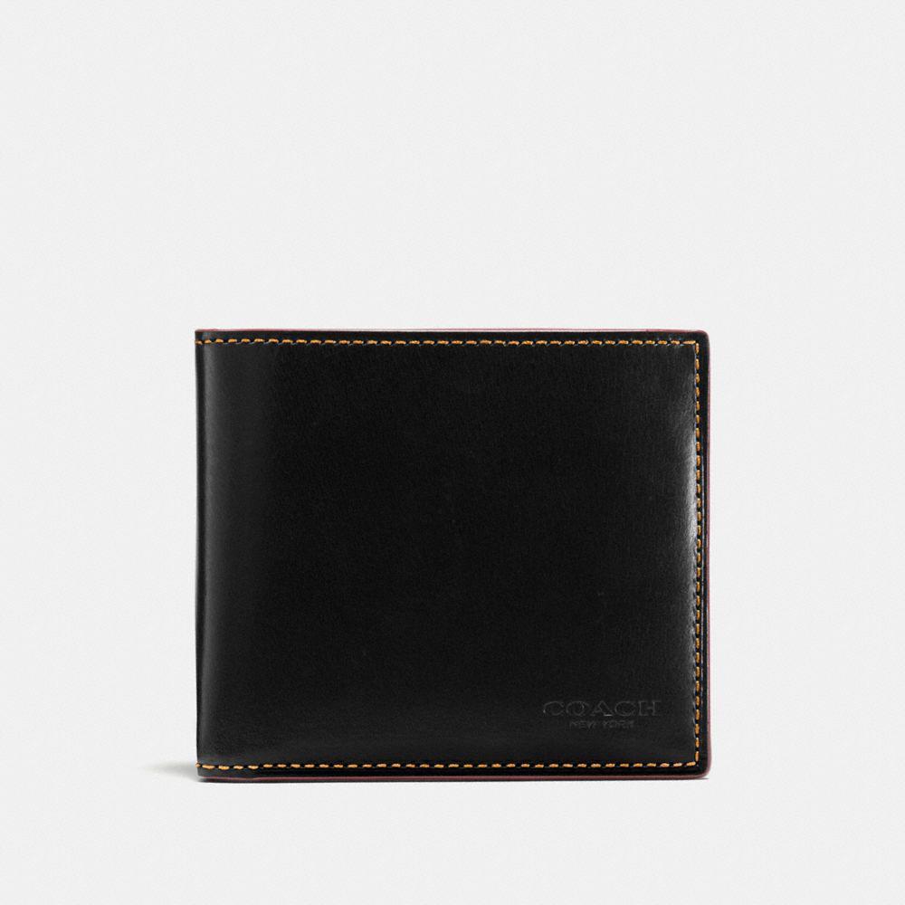 COACH Double Billfold Wallet In Water Buffalo Leather in Black for Men Lyst