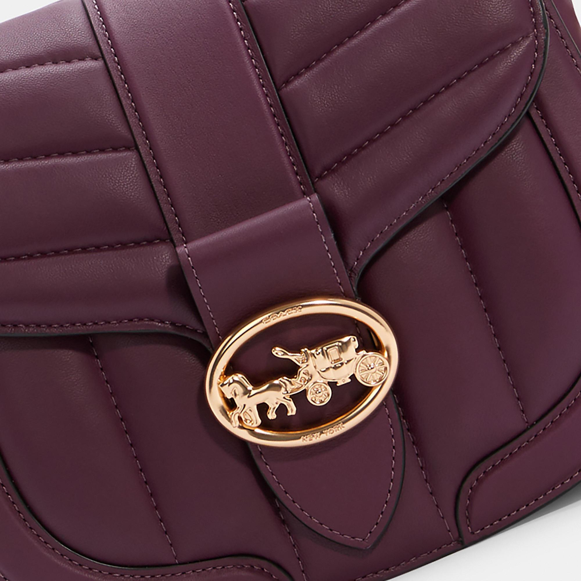COACH Leather Georgie Saddle Bag With Quilting in Purple | Lyst