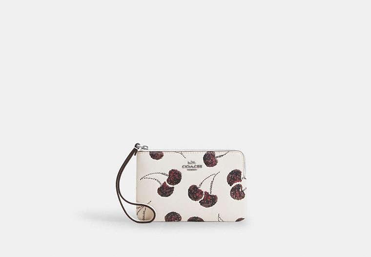 COACH Corner Zip Wristlet With Cherry Print in Black | Lyst