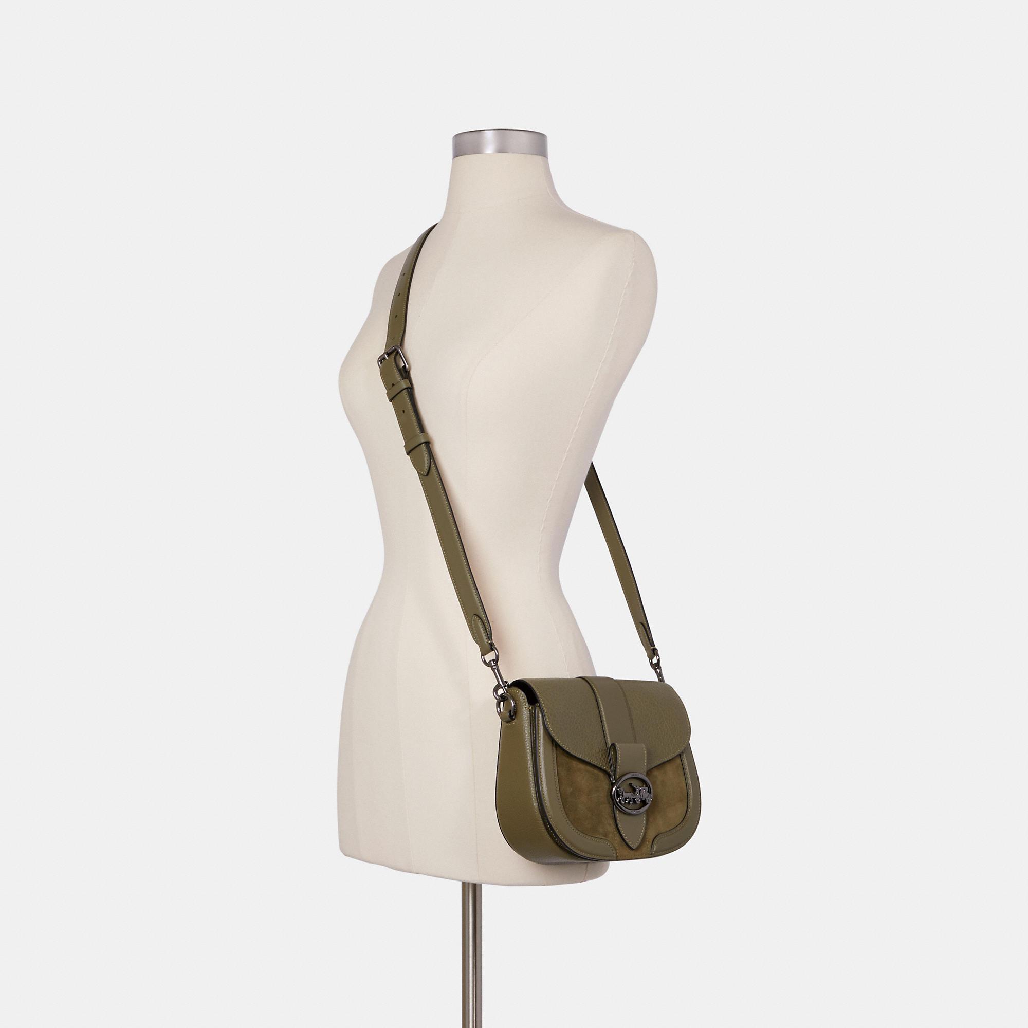 COACH Leather Georgie Saddle Bag in Green | Lyst