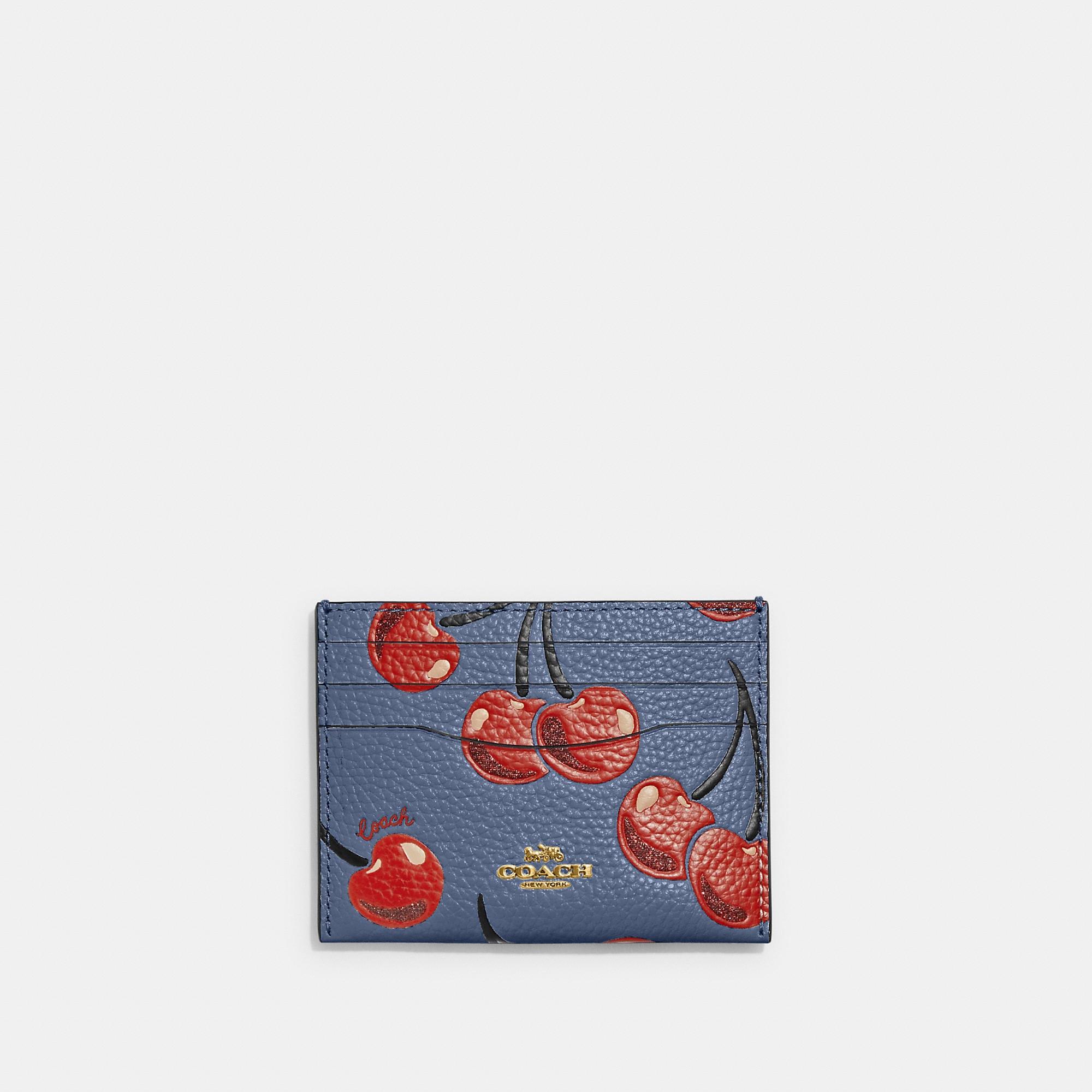 Coach Outlet Card Case With Cherry Print in Blue Lyst