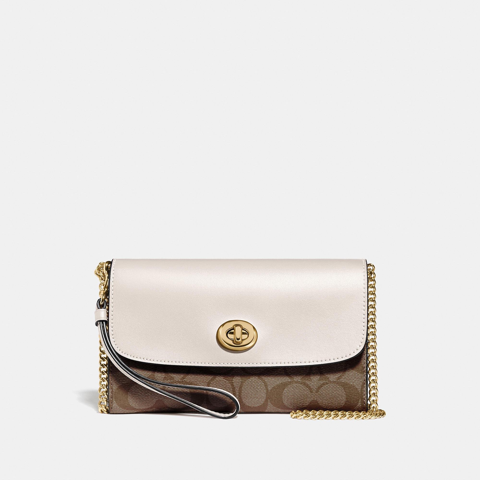 COACH Chain Crossbody Bag In Signature Canvas in Natural | Lyst