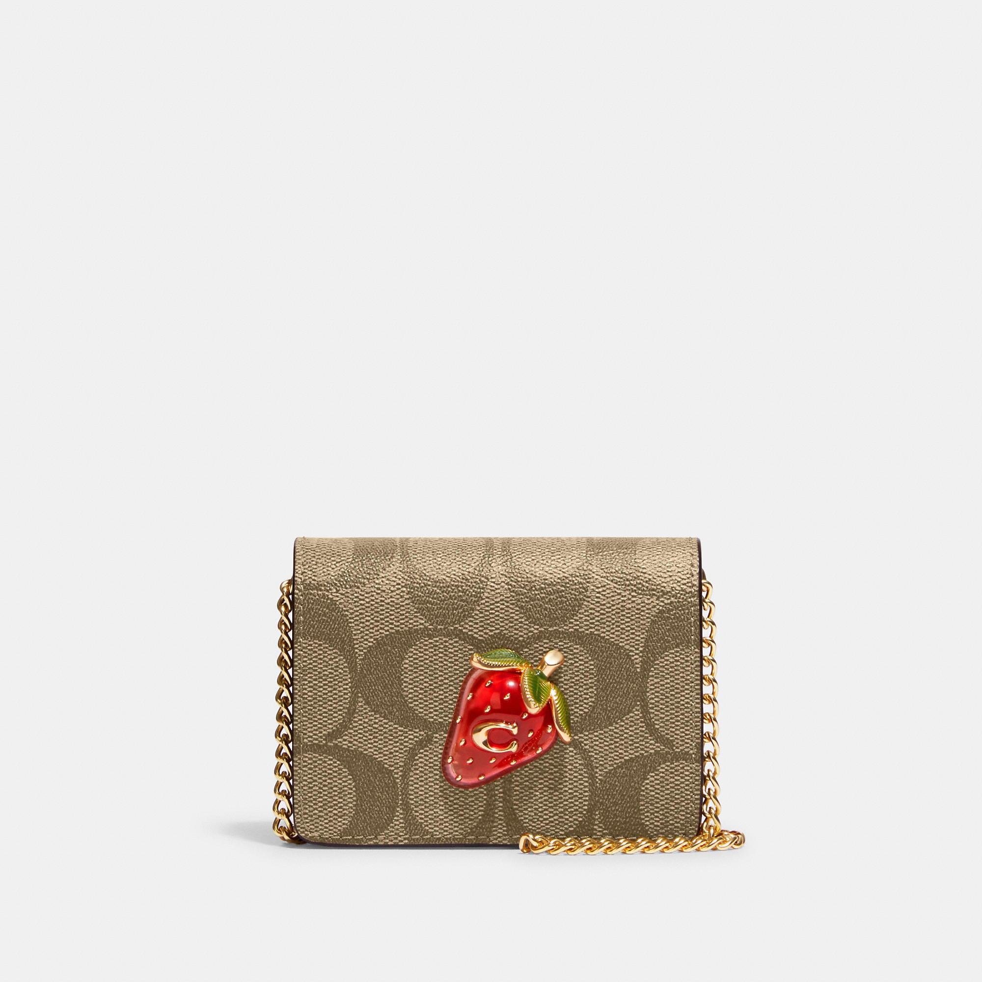 Coach Outlet Mini Wallet On A Chain In Signature Canvas With Strawberry in  Natural | Lyst