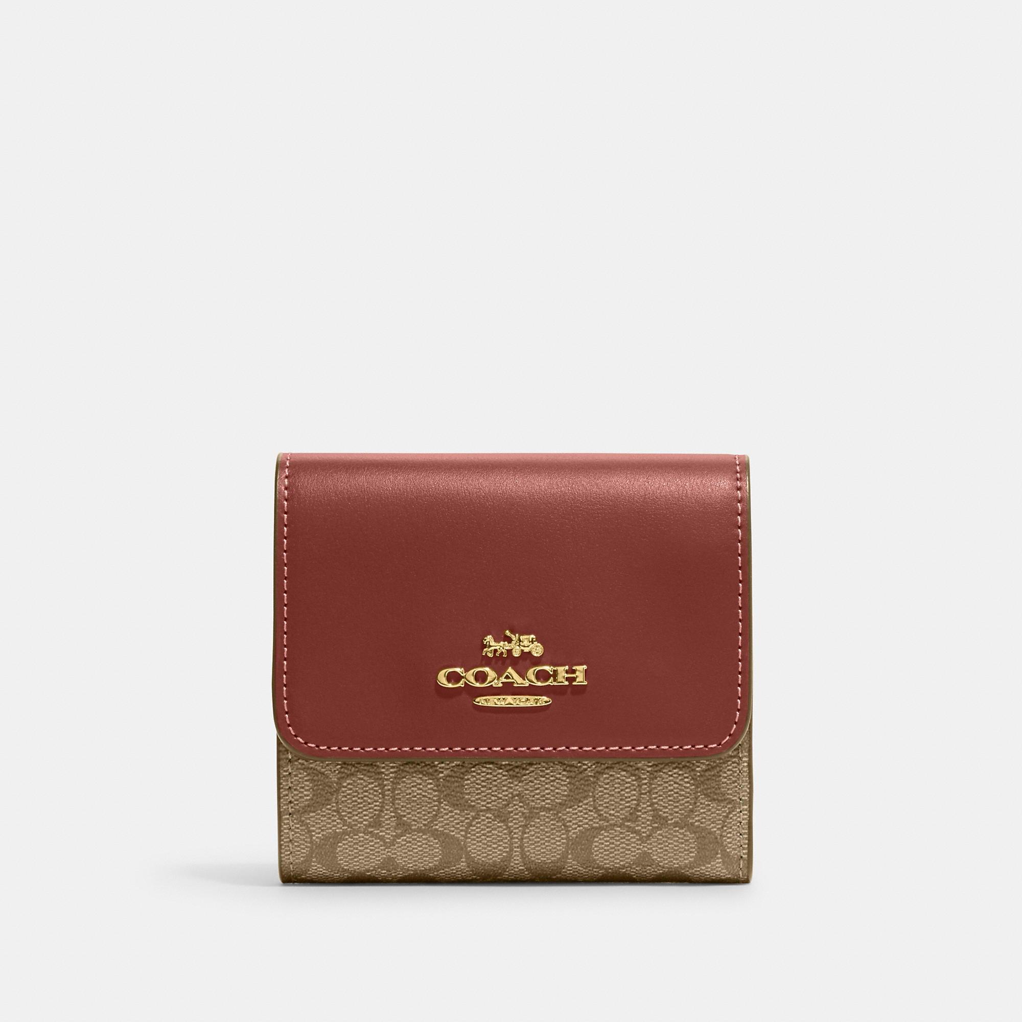 Coach Outlet Small Trifold Wallet In Colorblock Signature Canvas in Red