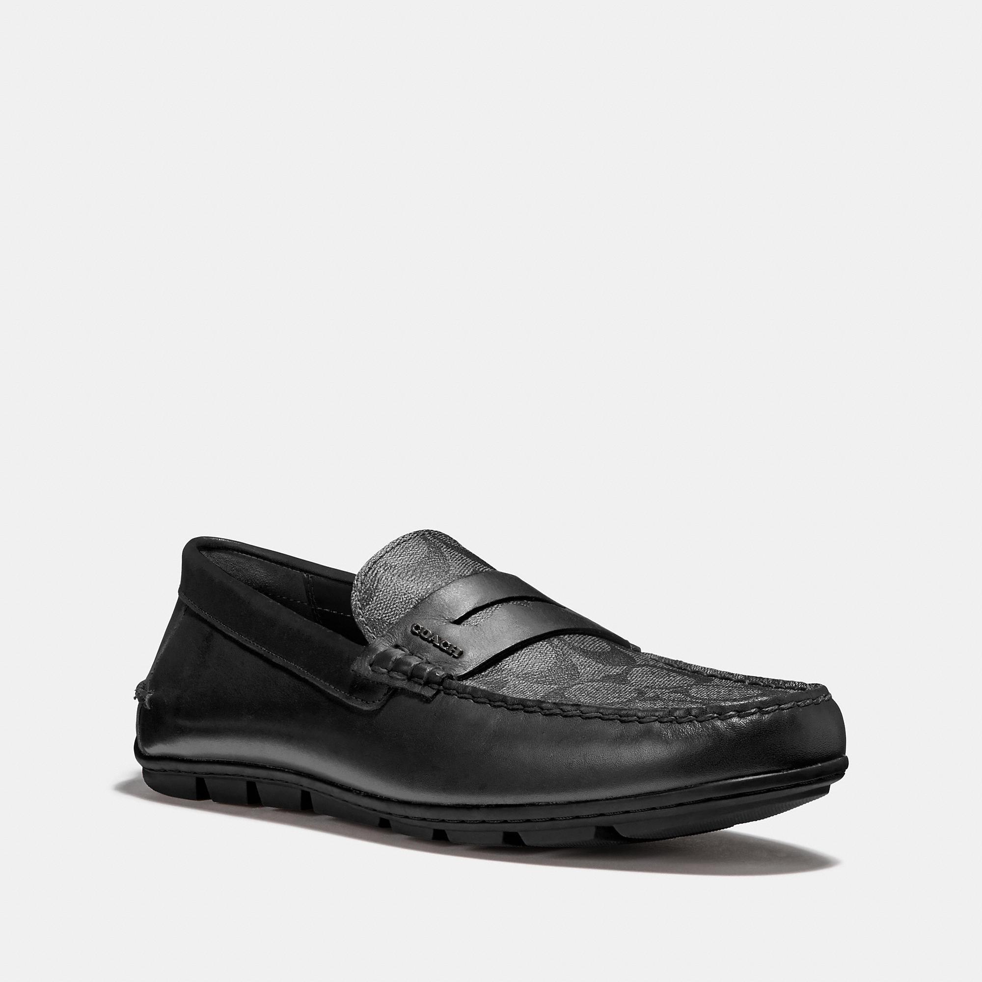 Coach men's loafers black Clearance