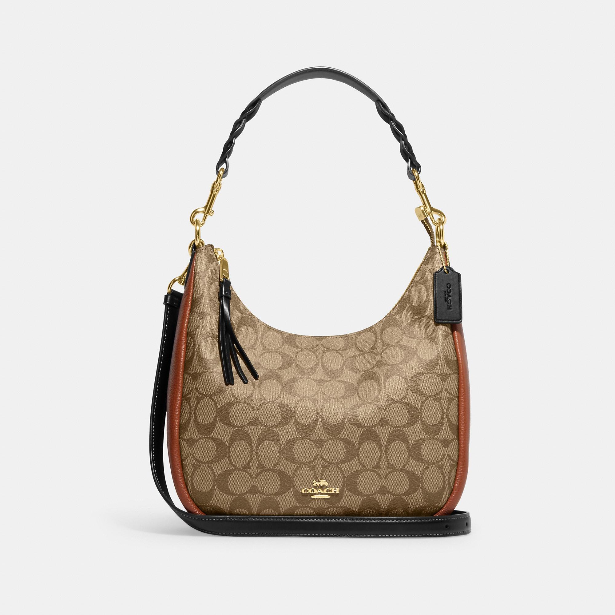 Coach Signature Brown Hobo Shoulder Bag.