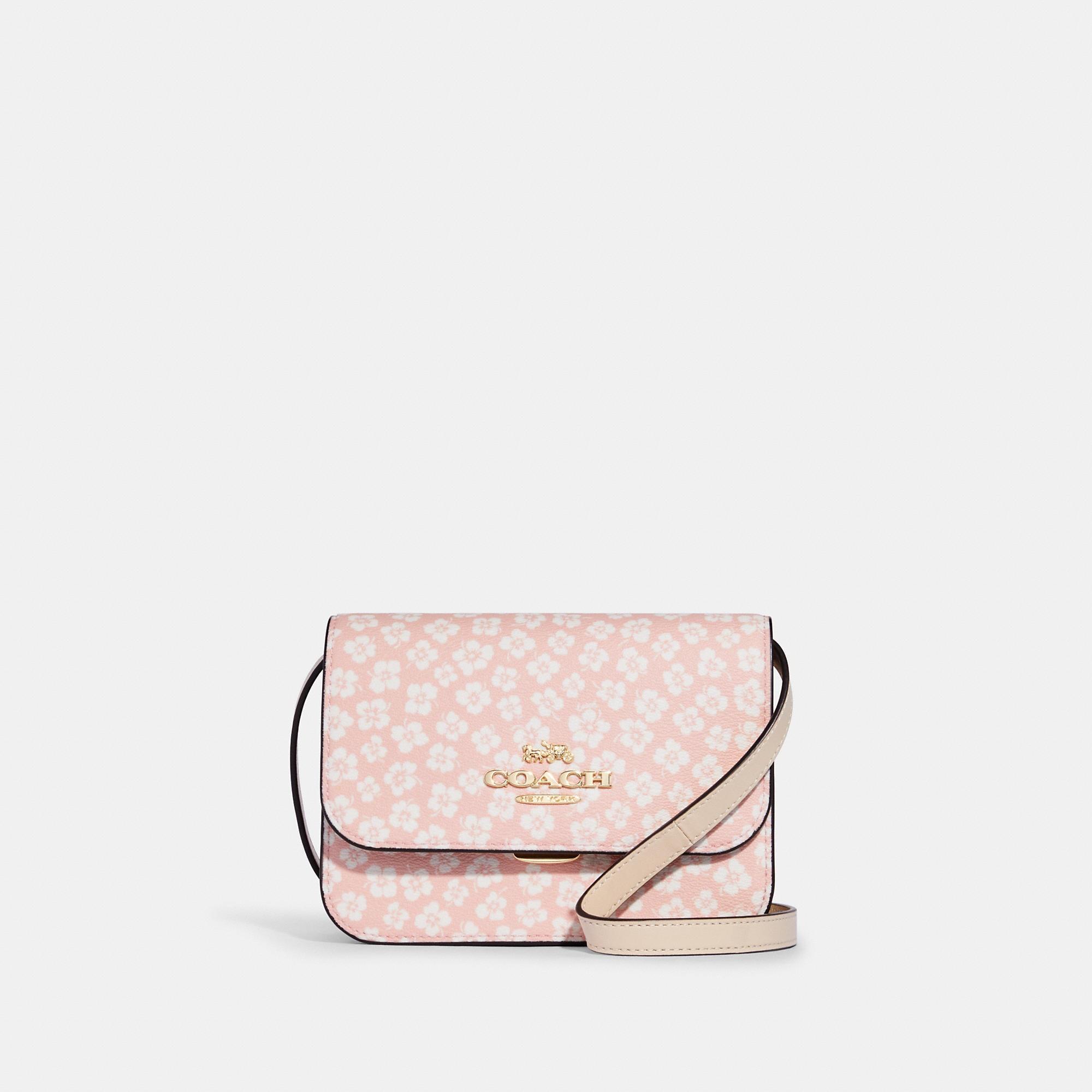 Coach Outlet Corner Zip Wristlet With Graphic Ditsy Floral Print in Pink
