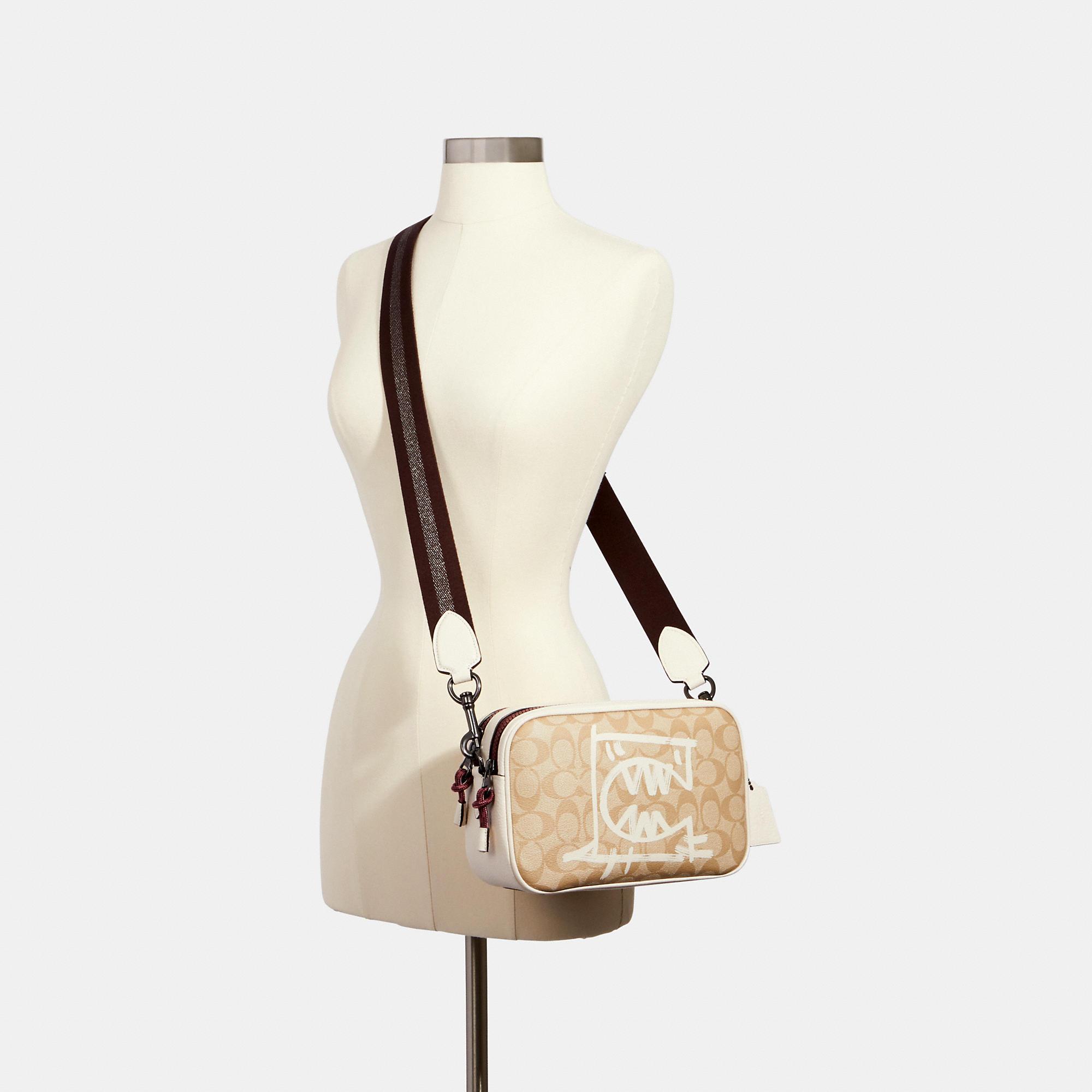 COACH Vale Jes Crossbody Bag In Signature Canvas With Rexy By Guang Yu in  Natural