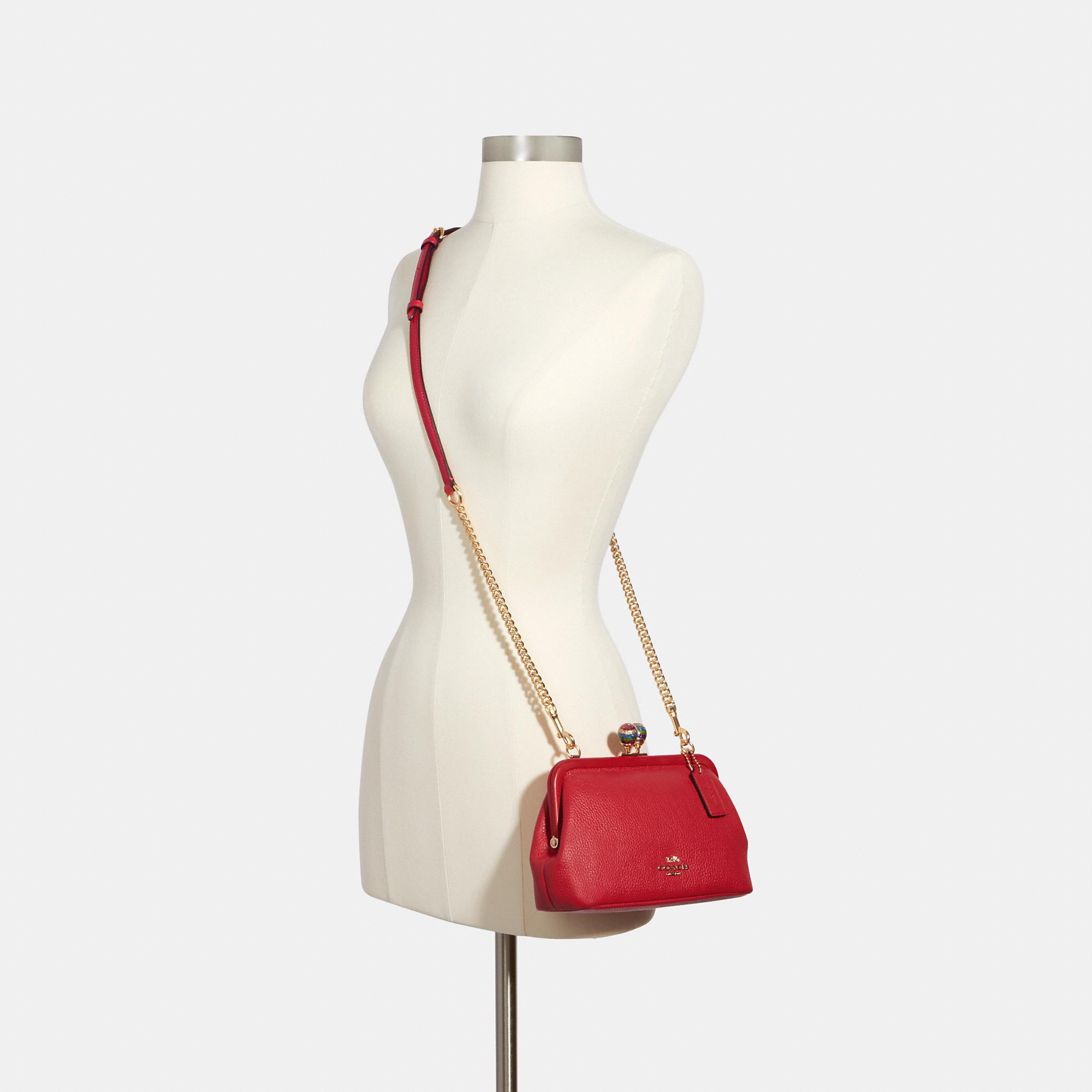 Leather Crossbody Kiss Lock Bag