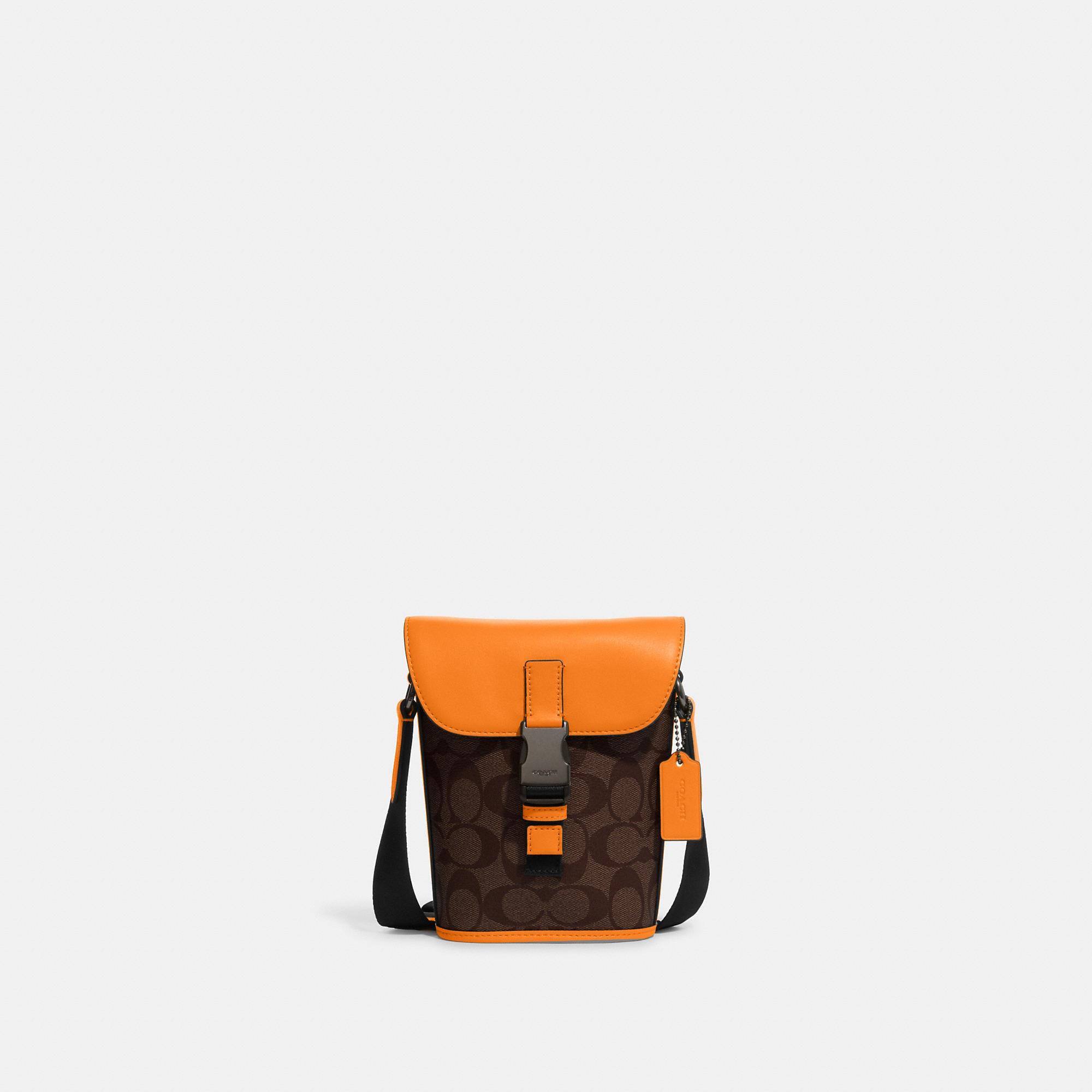 Coach Outlet Track Small Flap Crossbody In Signature Canvas in Orange for  Men