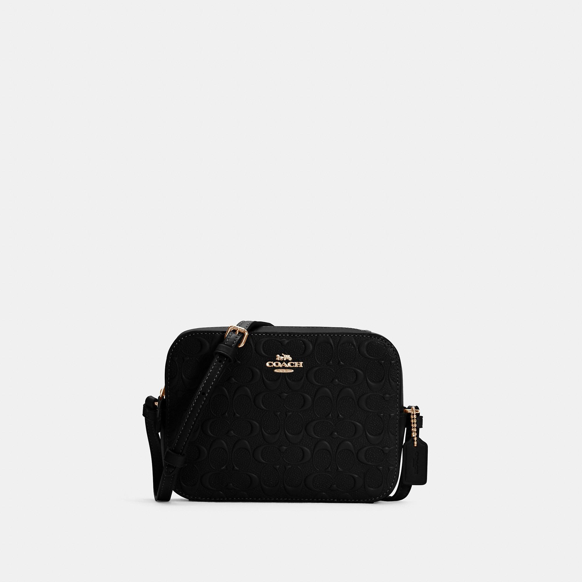 COACH Mini Camera Bag In Signature Leather in Black