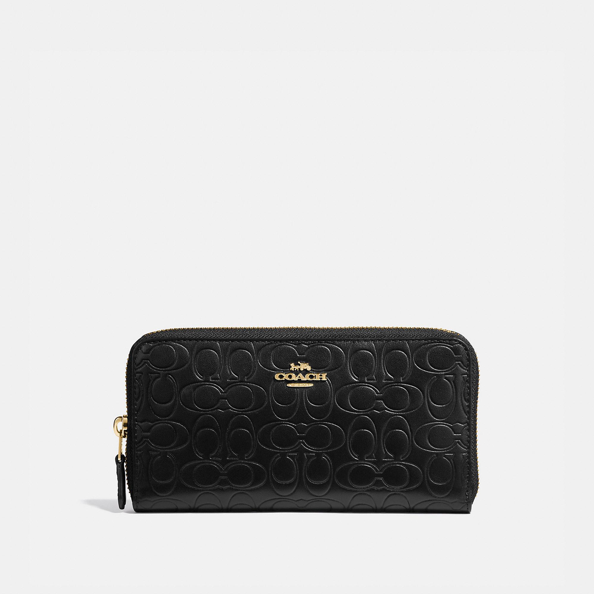 COACH Accordion Zip Wallet In Signature Leather in Black | Lyst