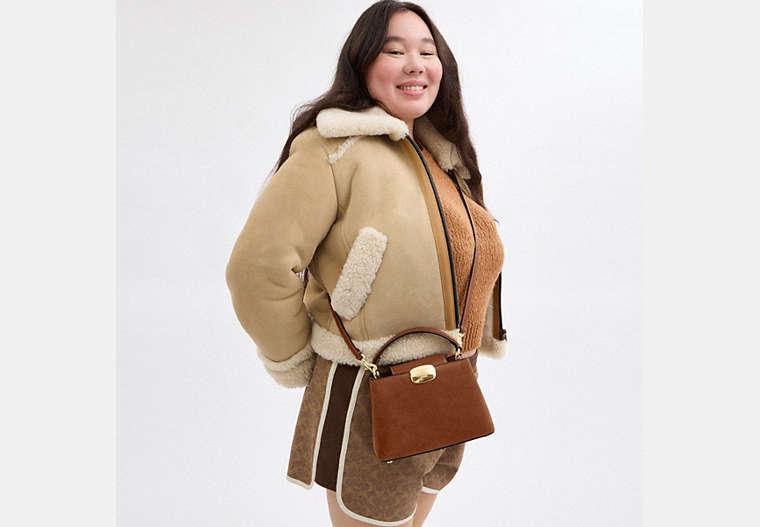 COACH Eliza Mini Carryall Bag In Suede in Brown Lyst