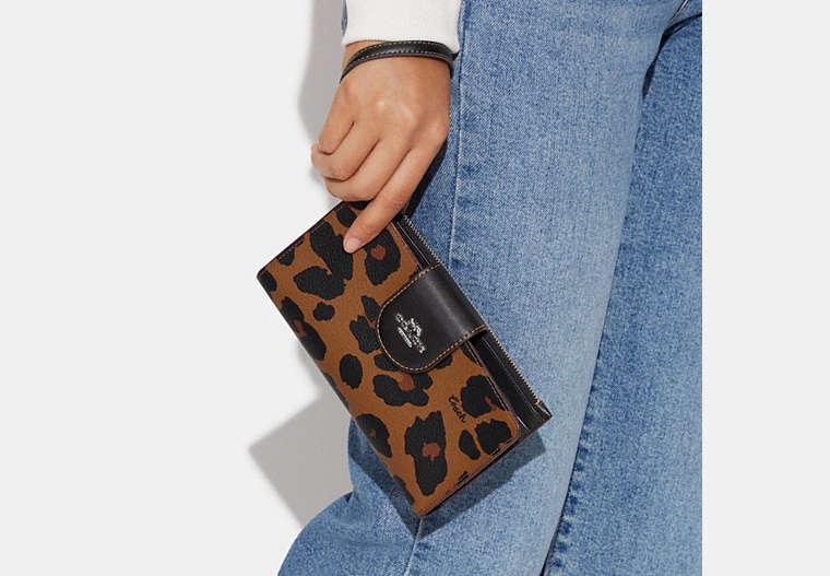 COACH Tech Wallet With Leopard Print And Signature Canvas Interior Lyst