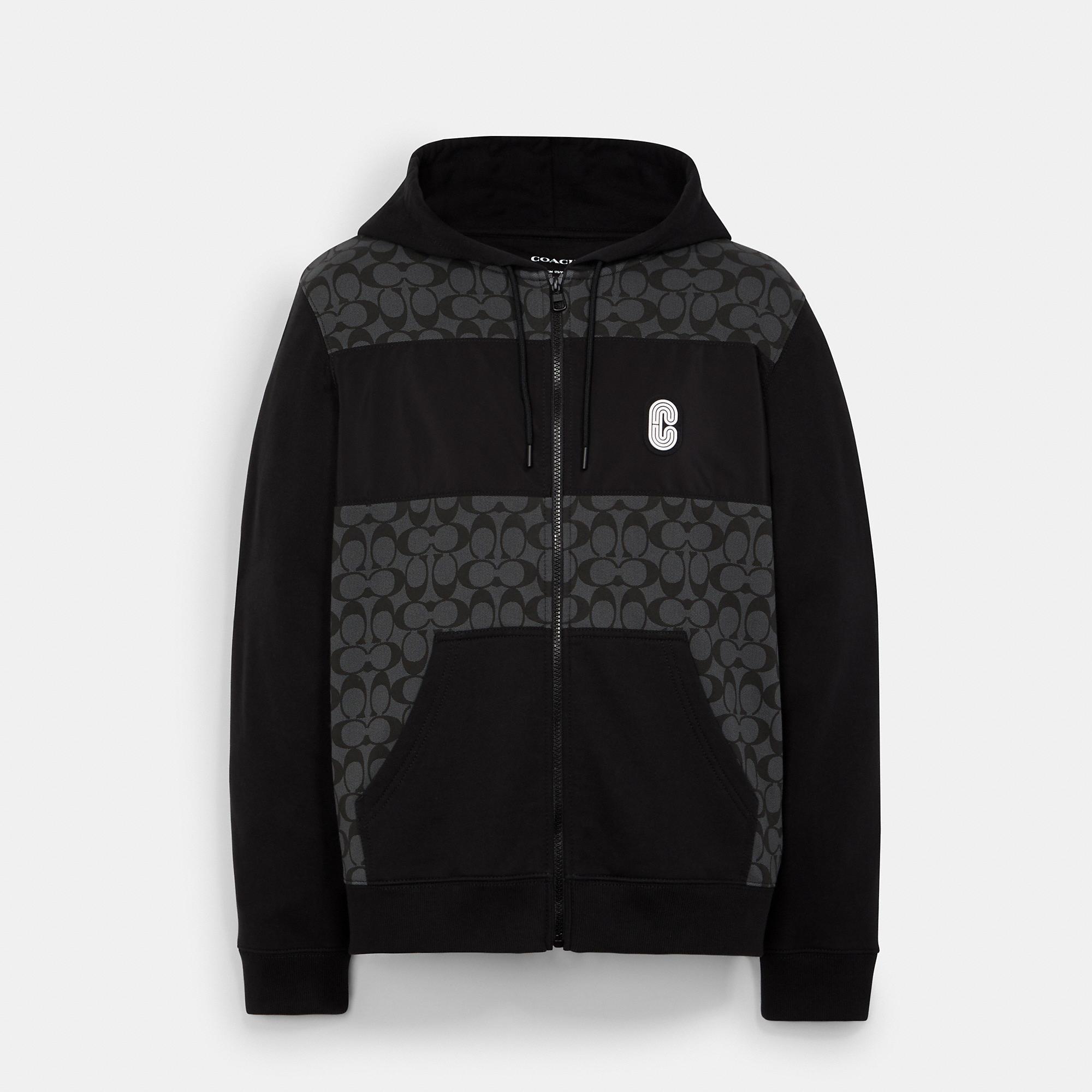 Coach Outlet Cotton Signature Full Zip Hoodie in Grey (Gray) for Men Lyst