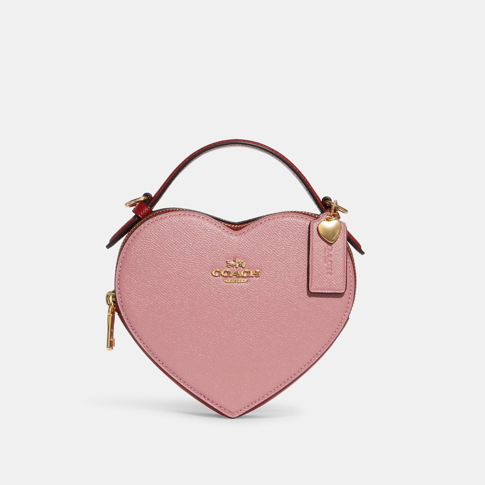 Coach Outlet Leather Heart Crossbody In Colorblock in Pink | Lyst