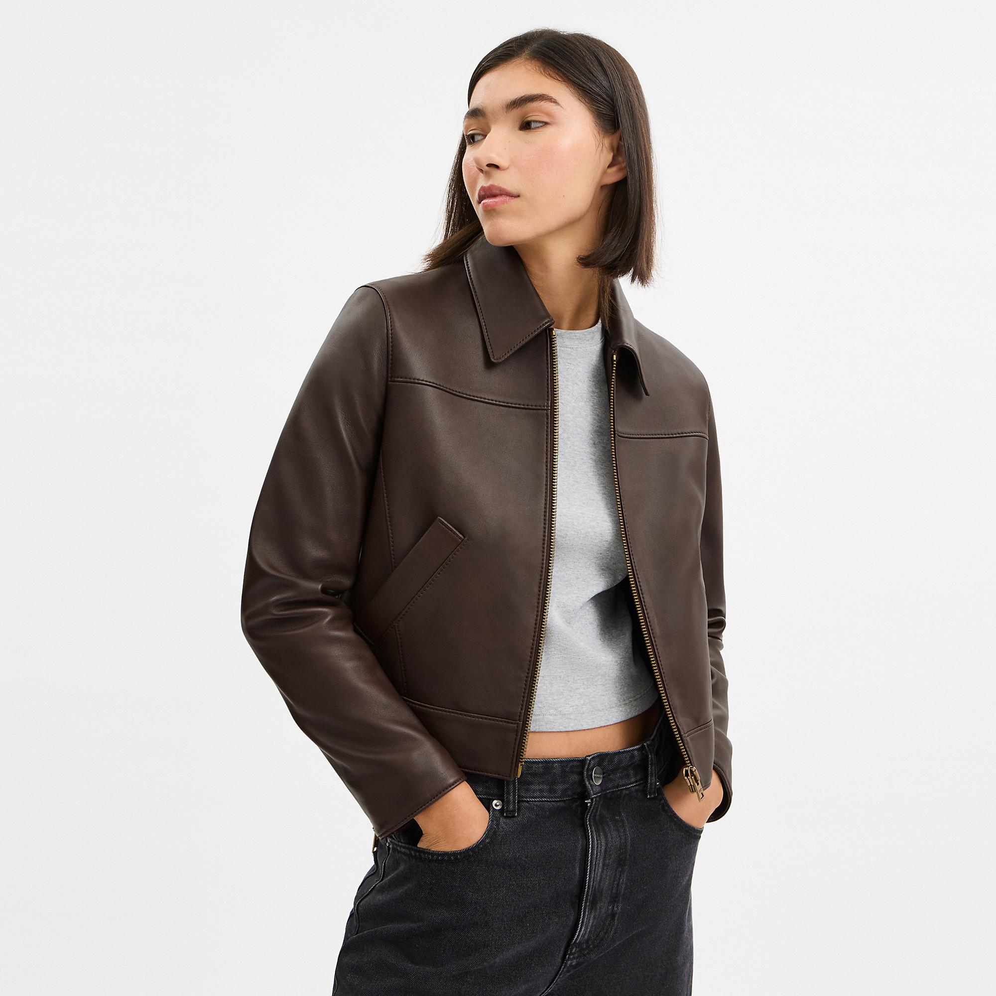 COACH Leather Jacket in Brown | Lyst