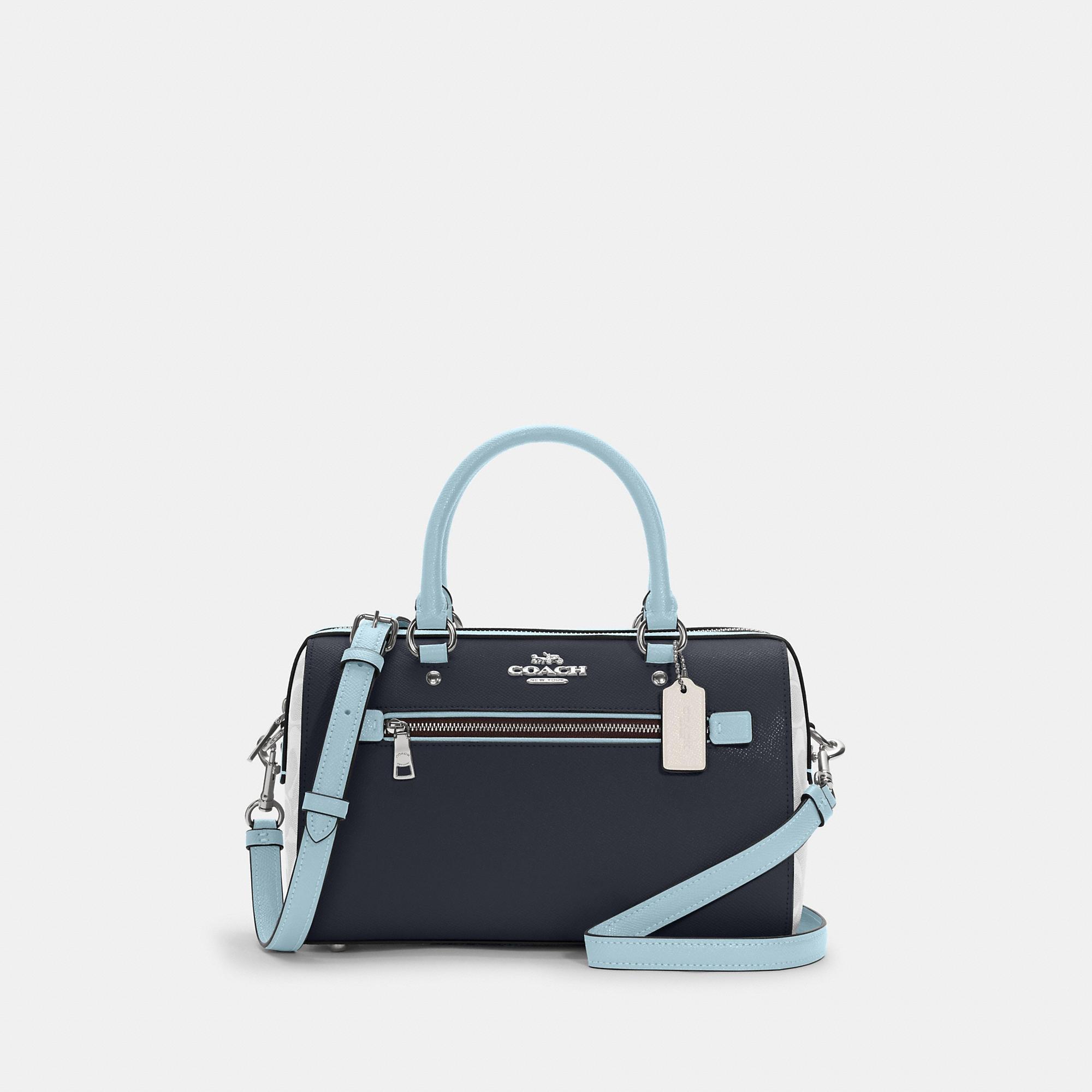 COACH Rowan Satchel In Colorblock Signature Canvas in Blue