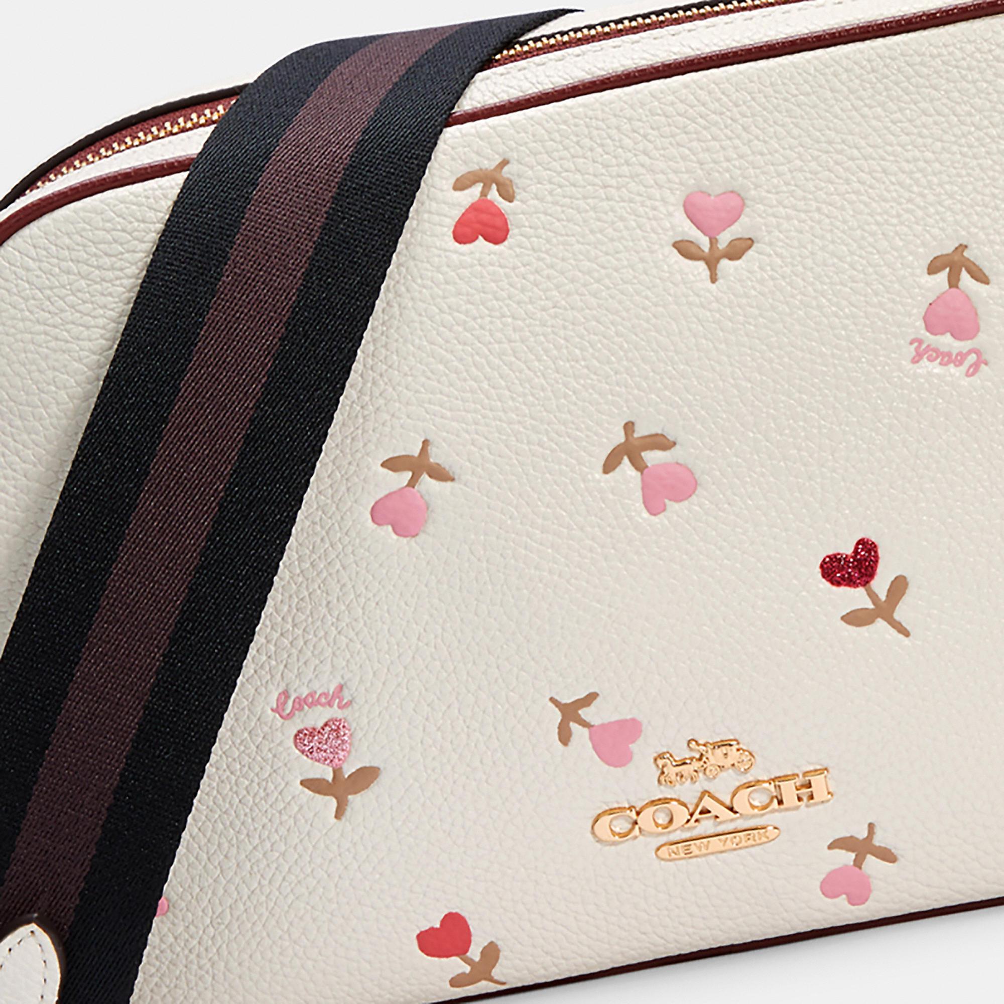 jes crossbody in signature canvas with heart floral print