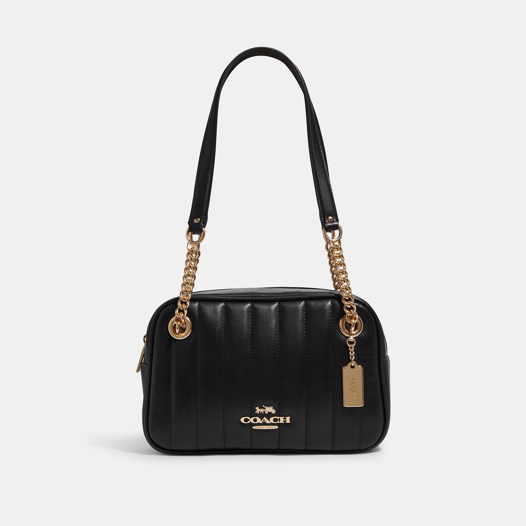 Coach Outlet Cammie Chain Shoulder Bag With Linear Quilting in Black