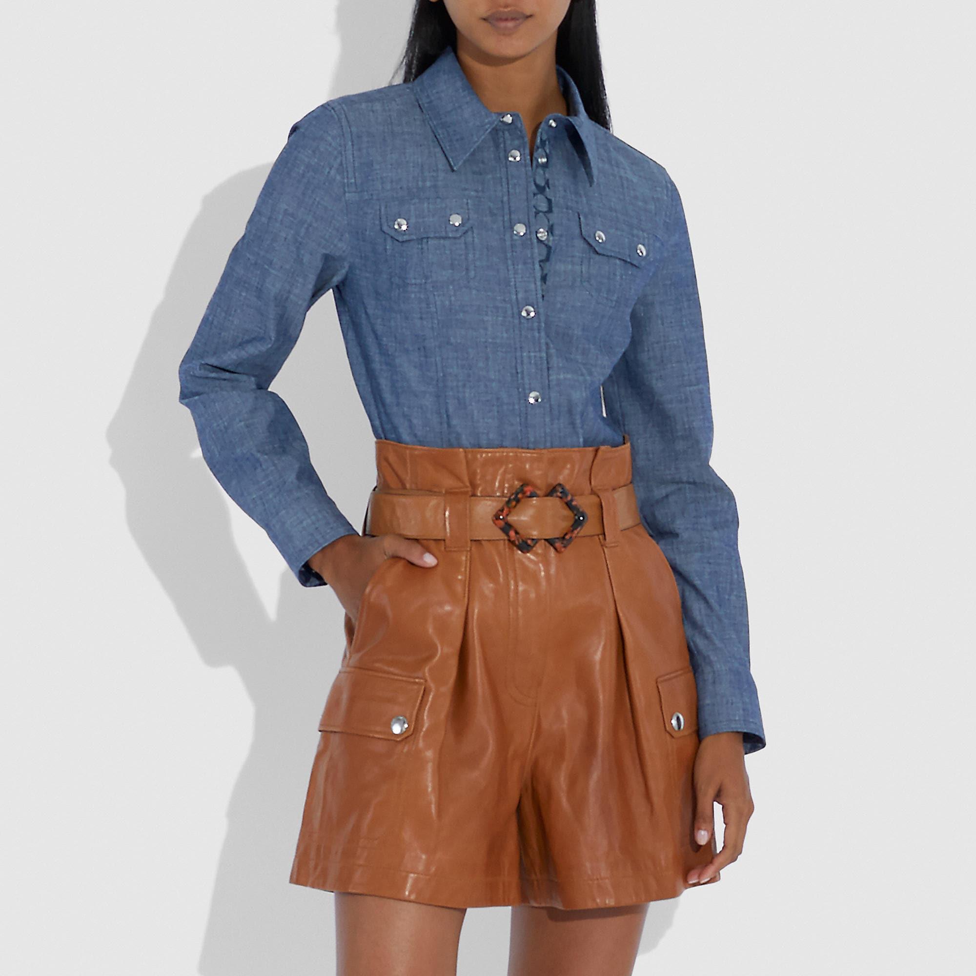 COACH Cotton Shirt in Chambray (Blue) - Lyst
