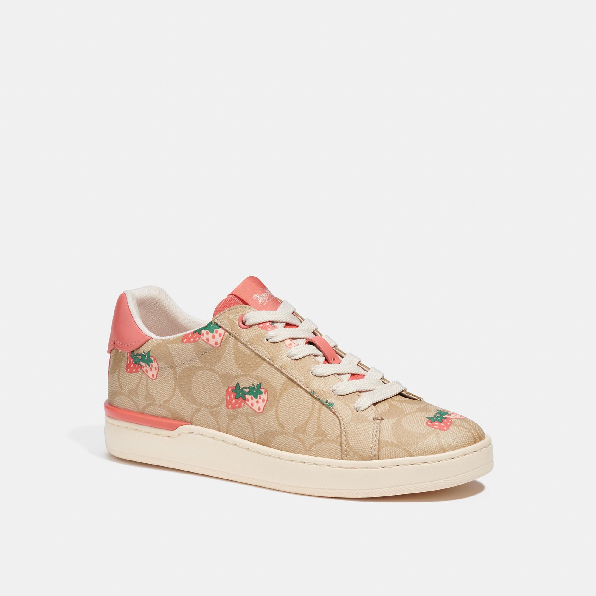 Coach Outlet Clip Low Top Sneaker With Strawberry Print in Pink