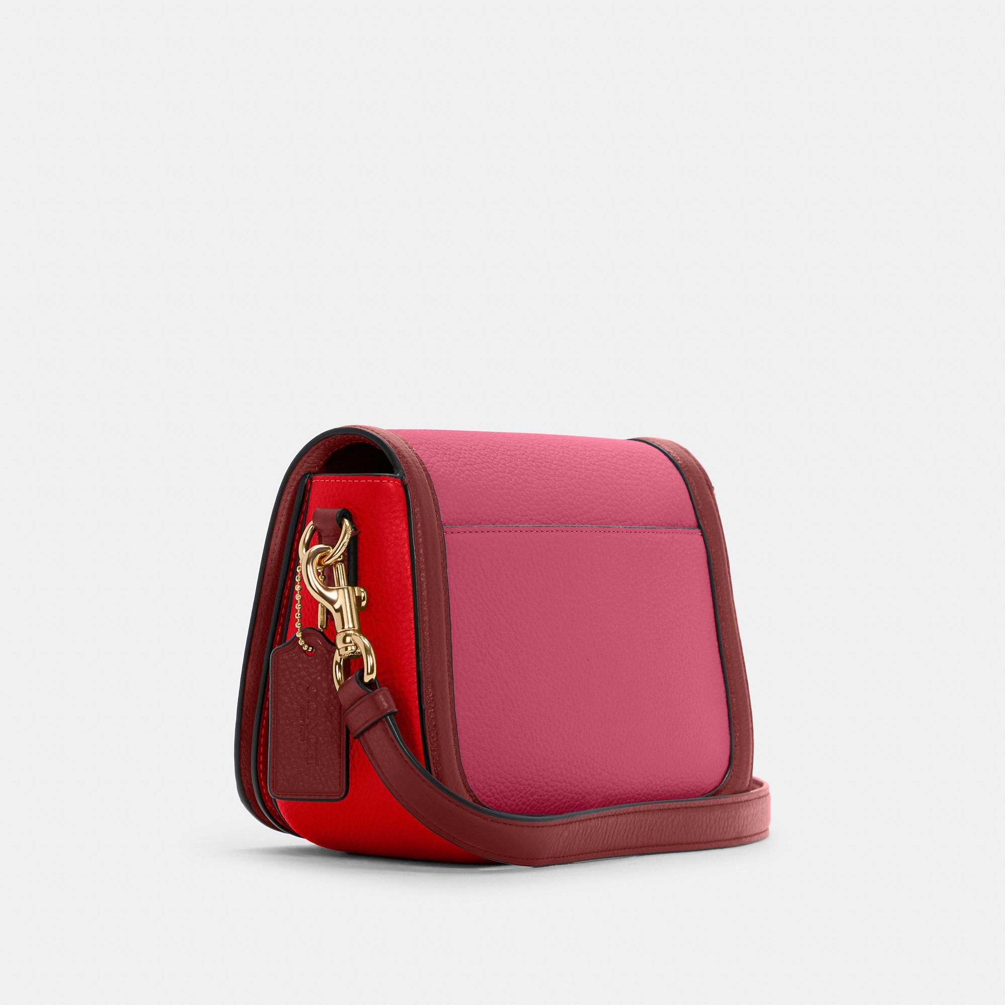 COACH Leather Saddle In Colorblock With Horse And Carriage in Red 
