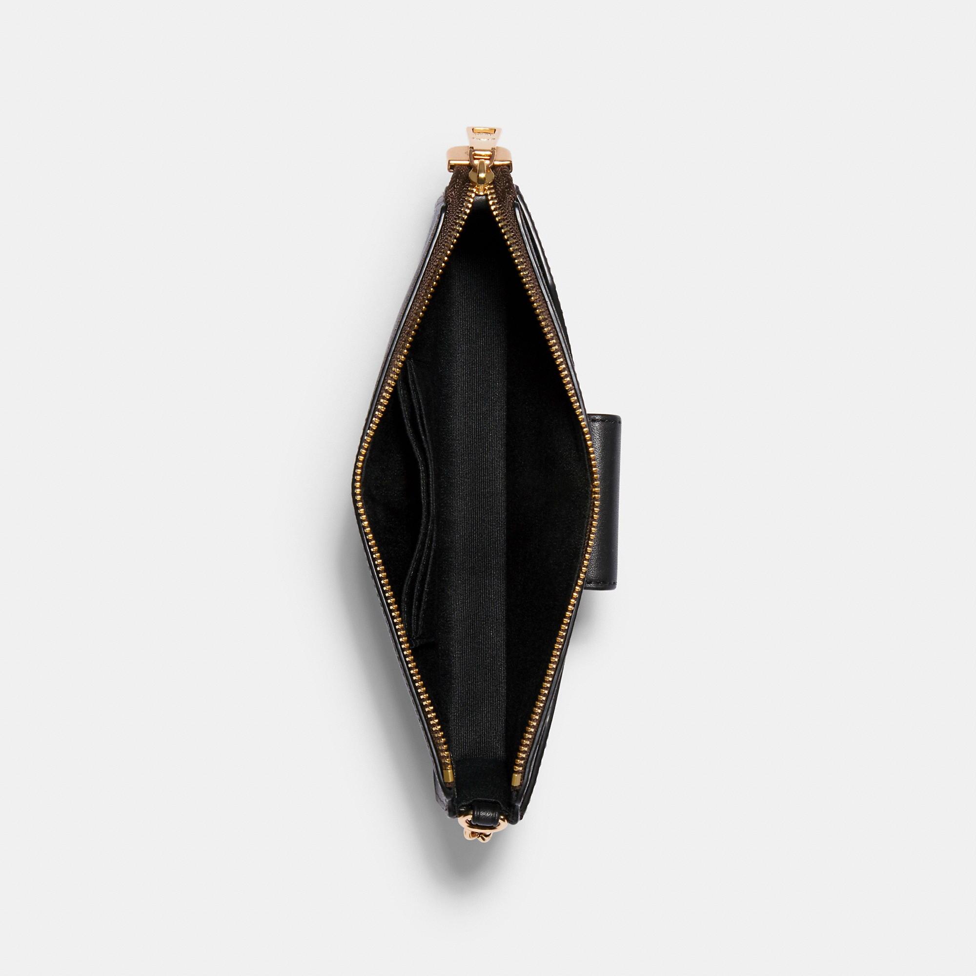 Black Leather Crossbody Bag with Debossed Poppy