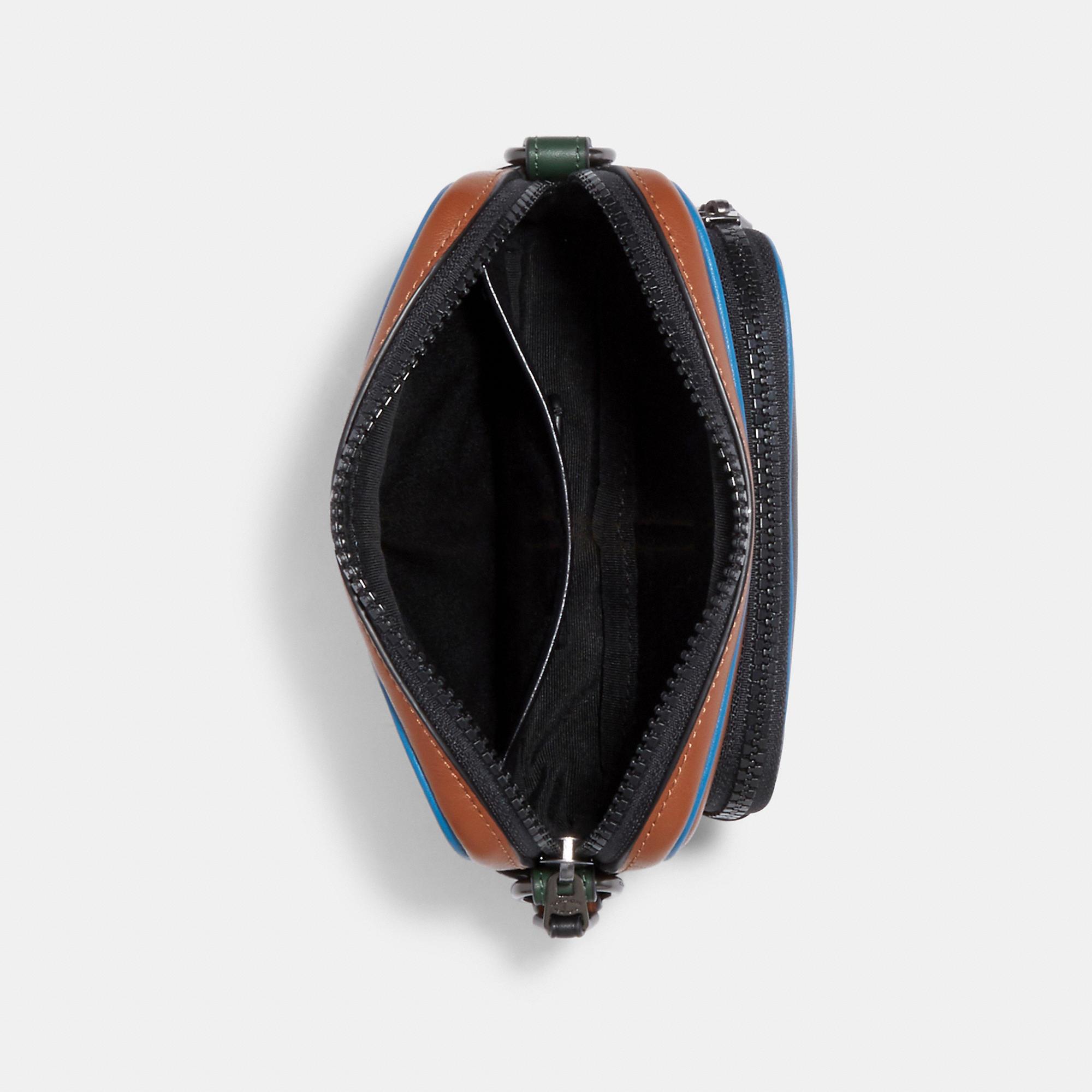 COACH Leather Mini Edge Double Pouch Crossbody Bag In Colorblock 