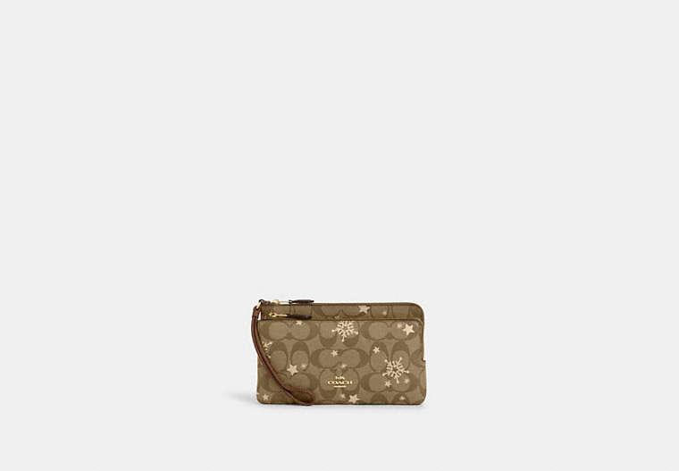 COACH Double Zip Wallet In Signature Canvas With Star And
