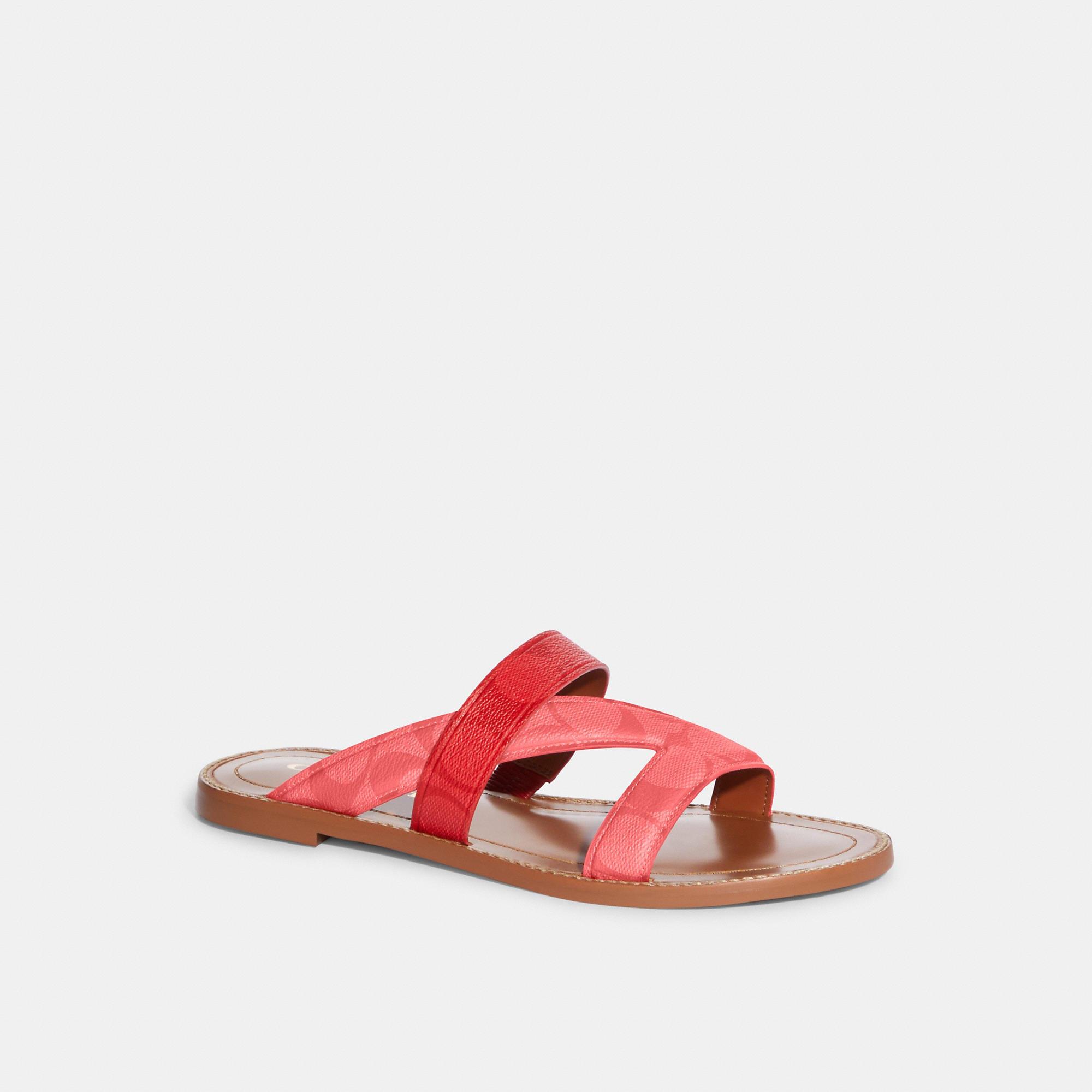 Red coach online sandals