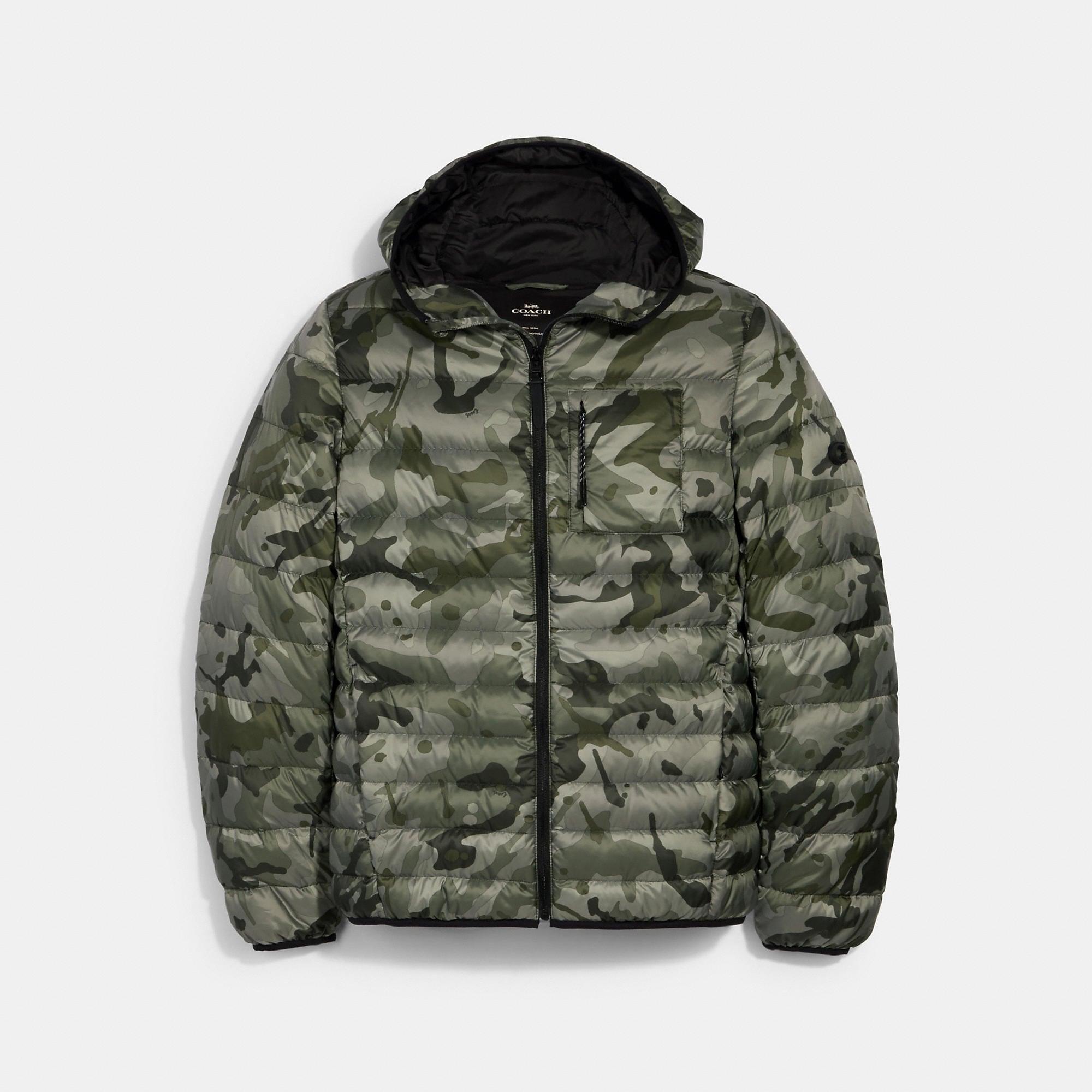 coach hooded down jacket
