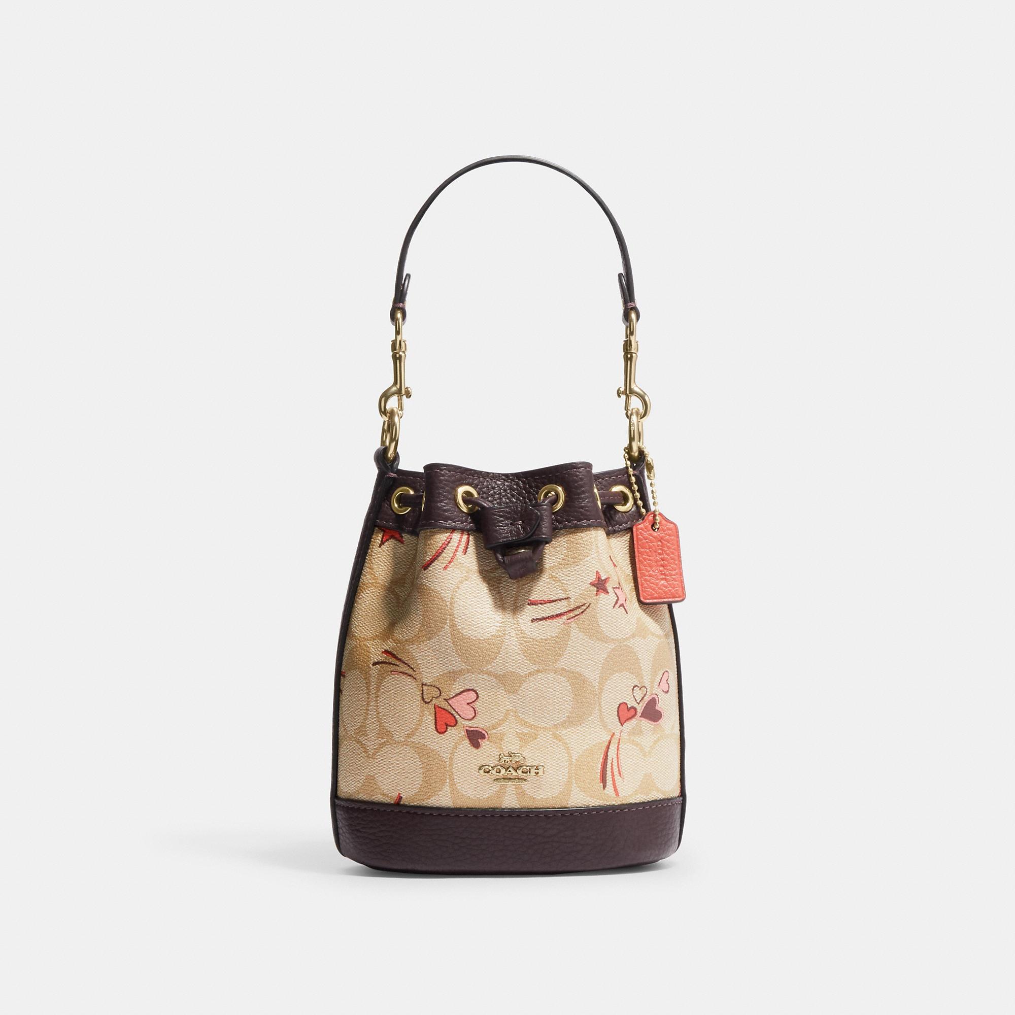 Coach Willow Bucket Bag in Signature Canvas with Heart Print