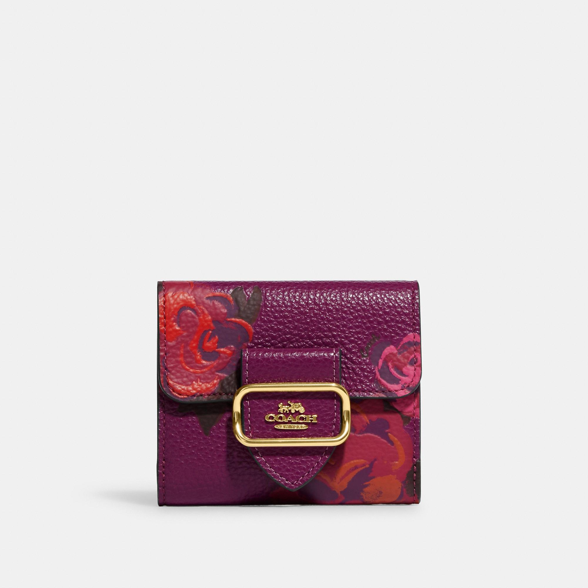 Coach Outlet Leather Small Morgan Wallet With Jumbo Floral Print in Purple  | Lyst