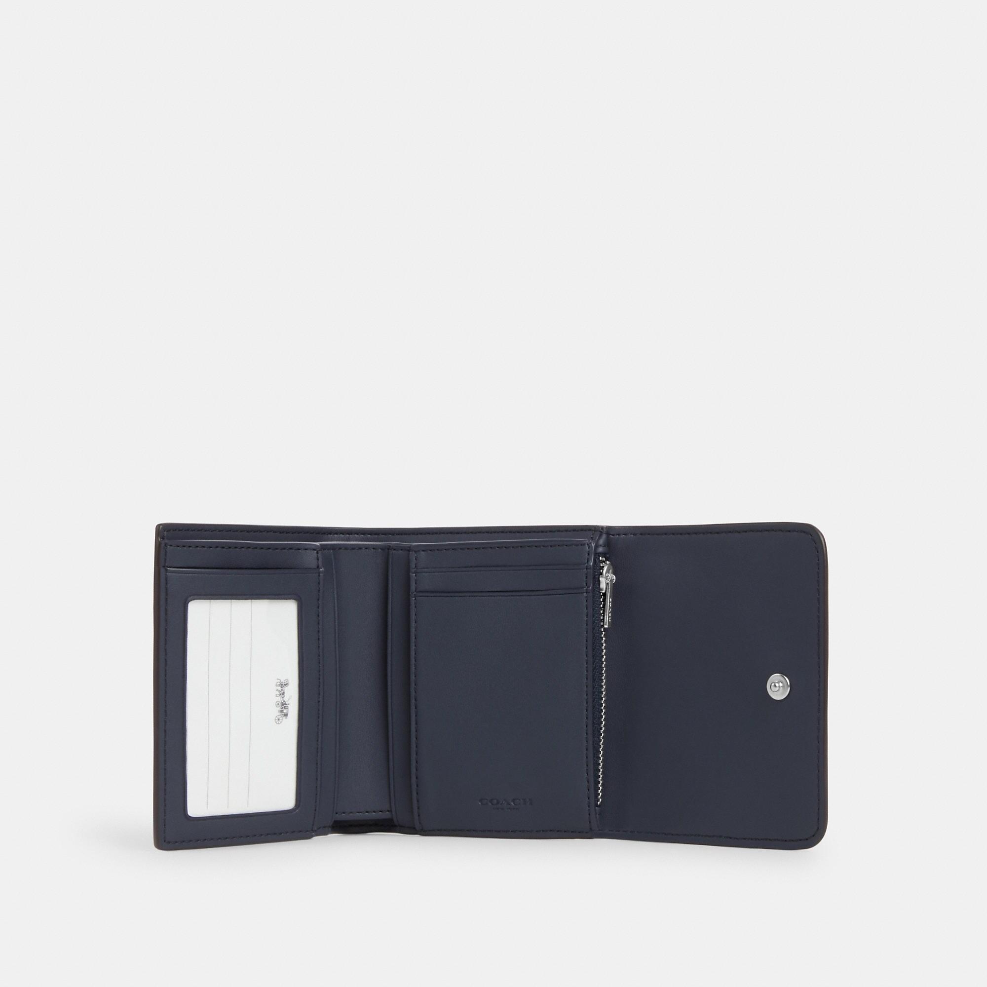 COACH Small Trifold Wallet In Colorblock Micro Signature Canvas in Blue |  Lyst