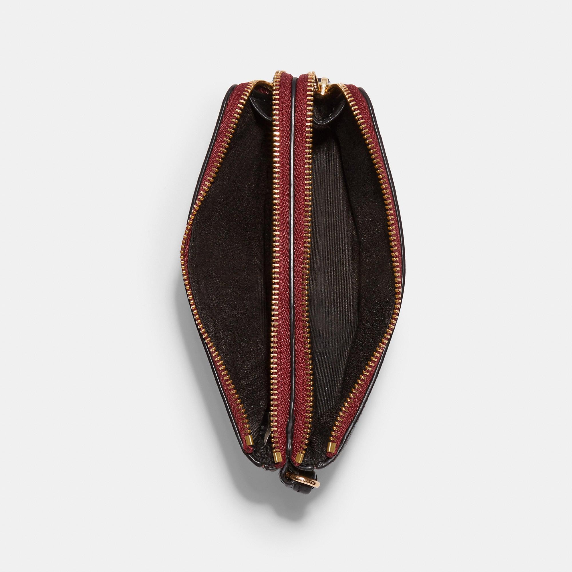 double zip wallet in signature canvas with strawberry print