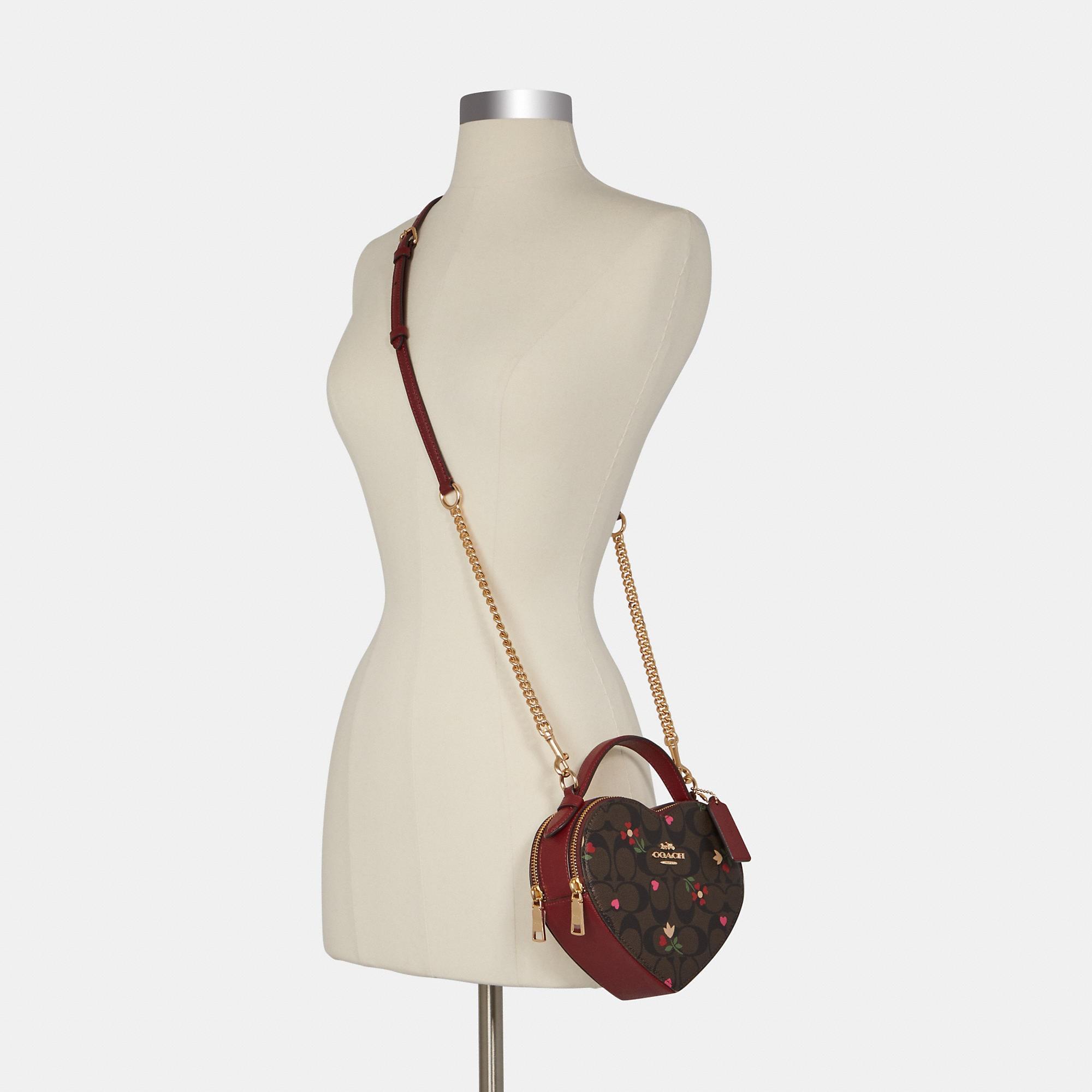 Coach Outlet Heart Crossbody In Signature Canvas With Heart Petal Print in  Brown