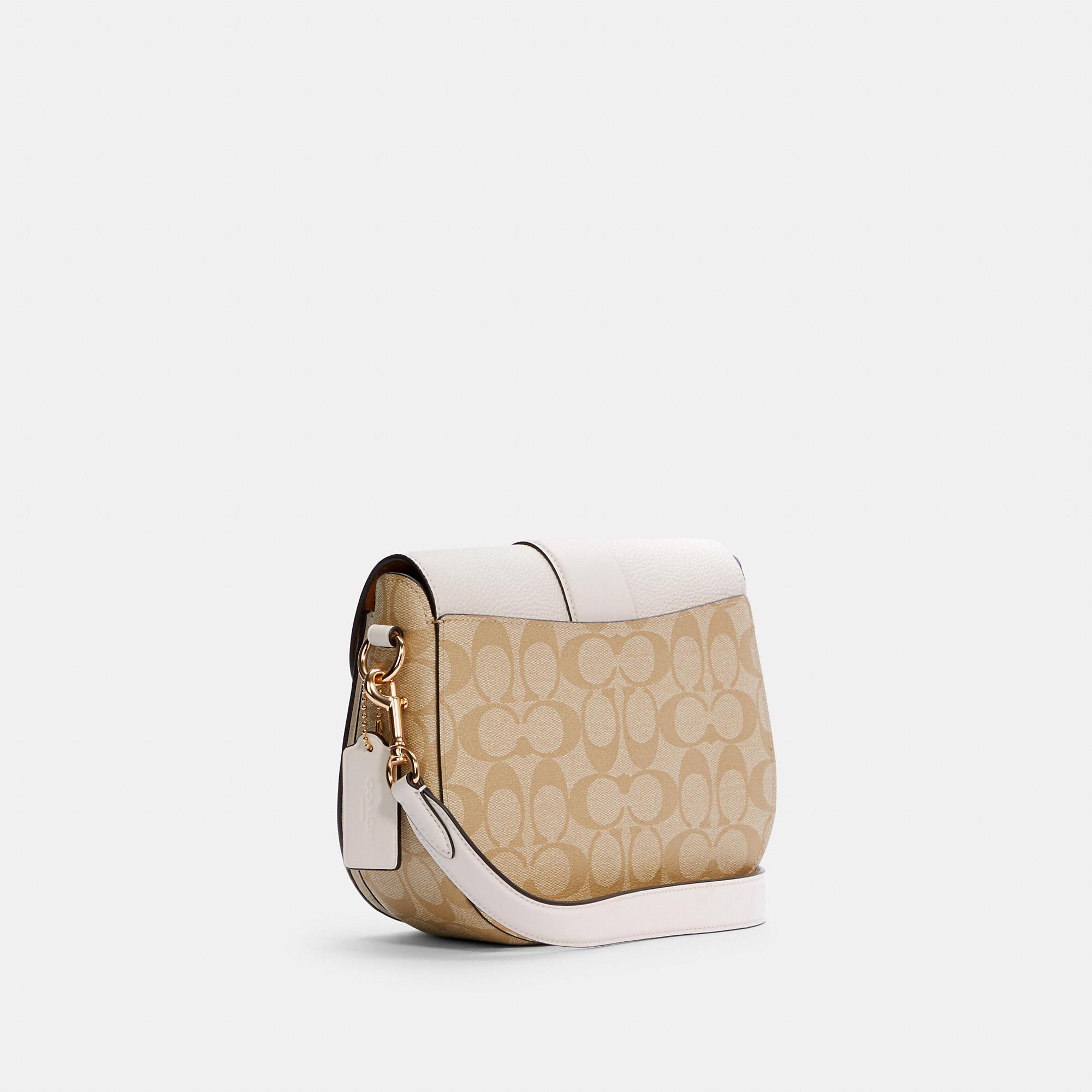 COACH Saddle Bag In Signature Canvas in im/Light Khaki Chalk