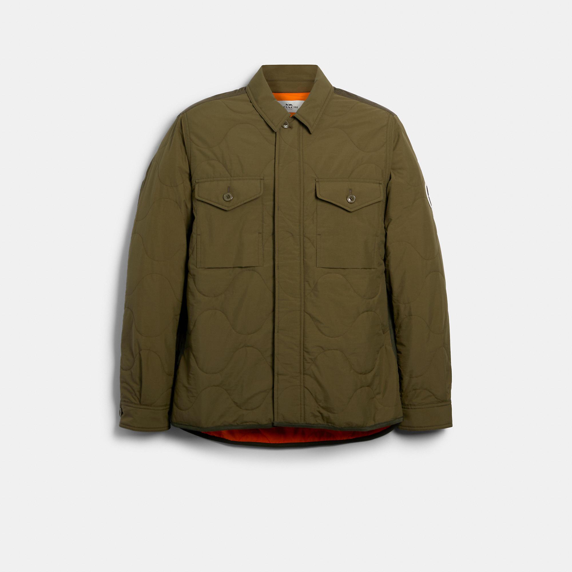 COACH Synthetic Quilted Shirt Jacket in Olive (Green) for Men - Lyst