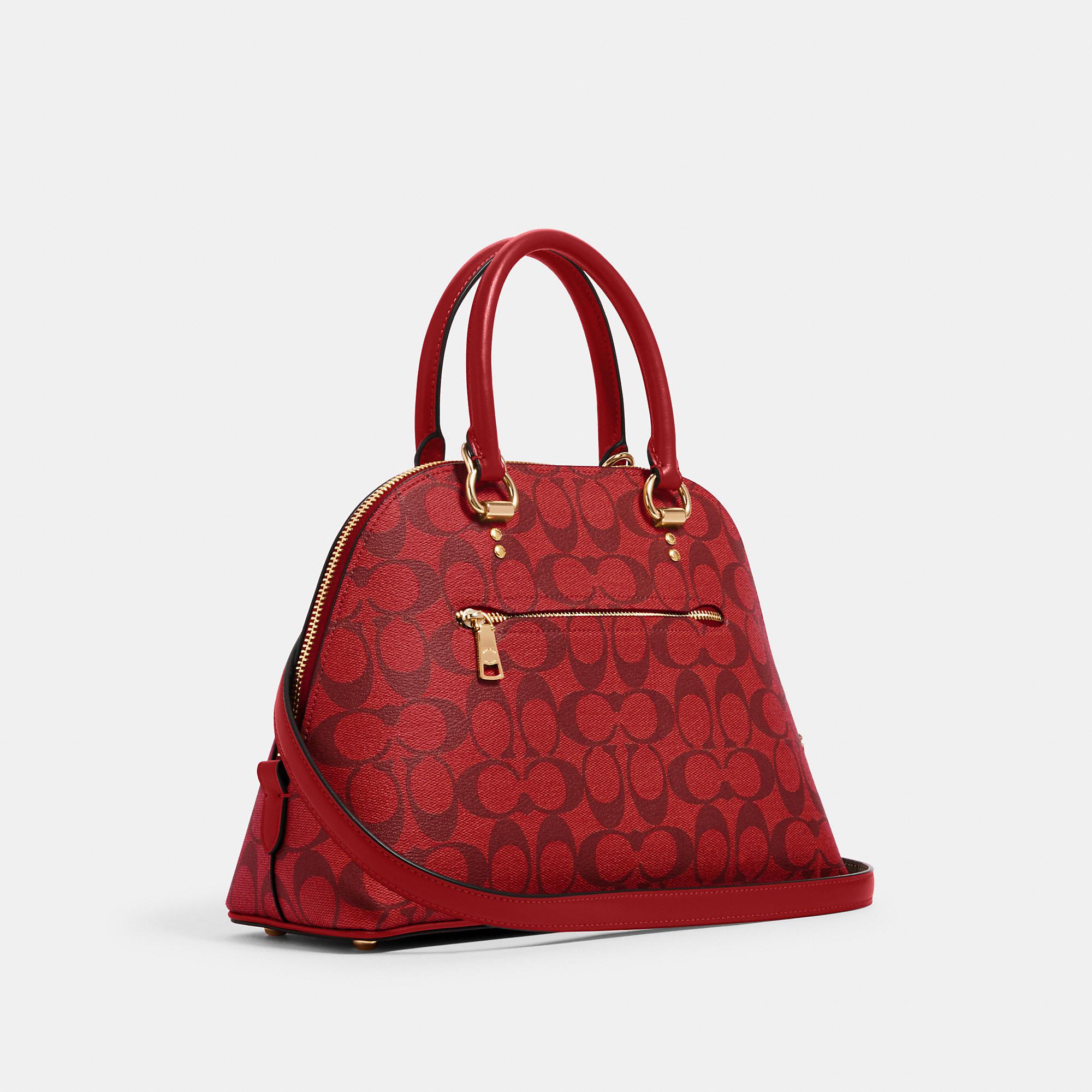 Coach Katy Satchel in Signature Canvas Brown/Red 