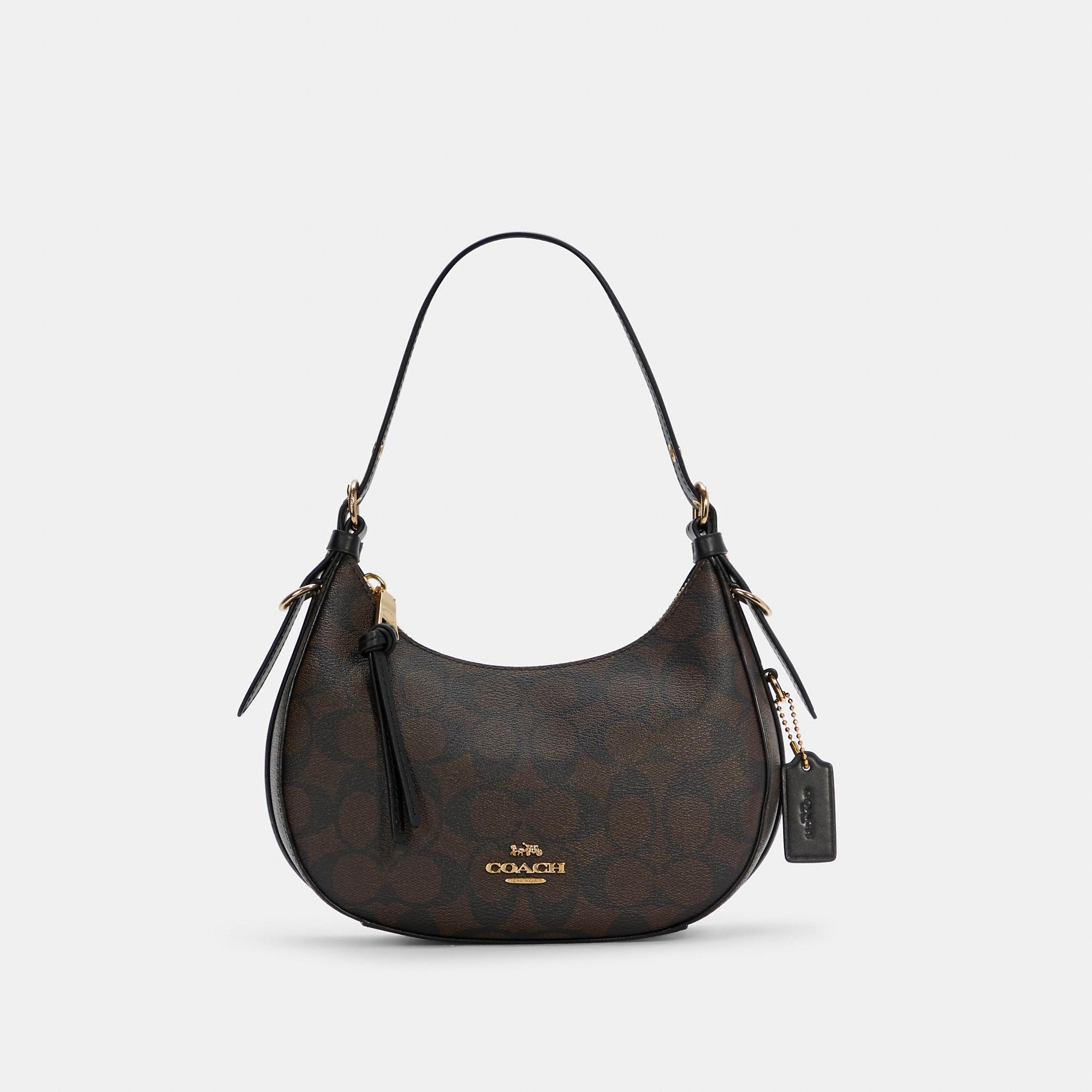 Coach Signature Brown Hobo Shoulder Bag.