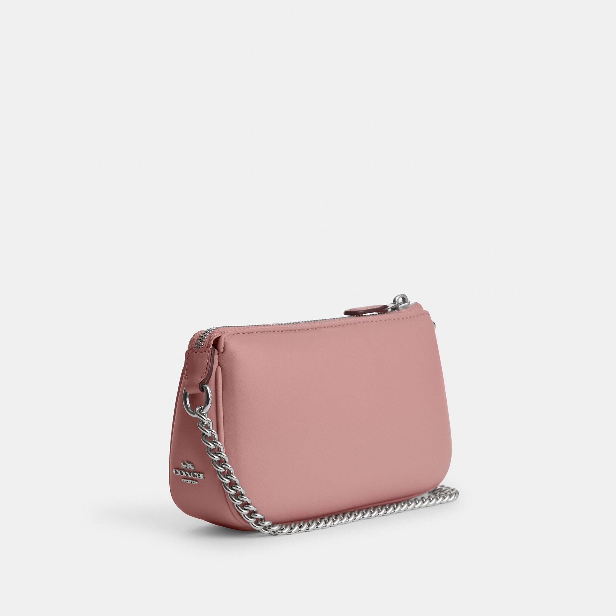 COACH Nolita Wristlet 15 In Pebble Leather in Pink