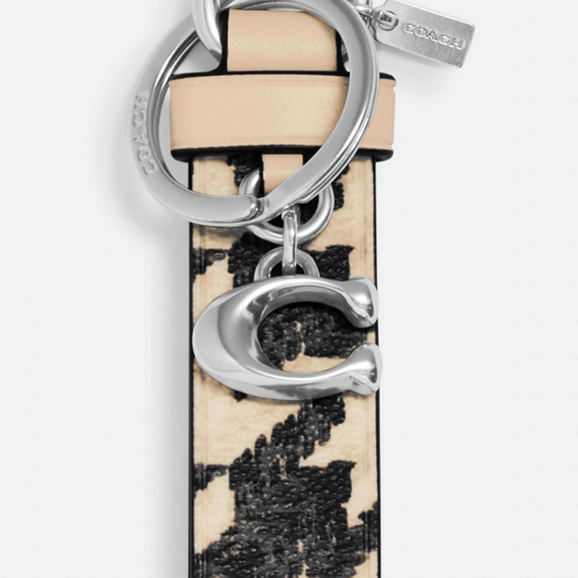 Coach Outlet Loop Bag Charm With Houndstooth Print in White