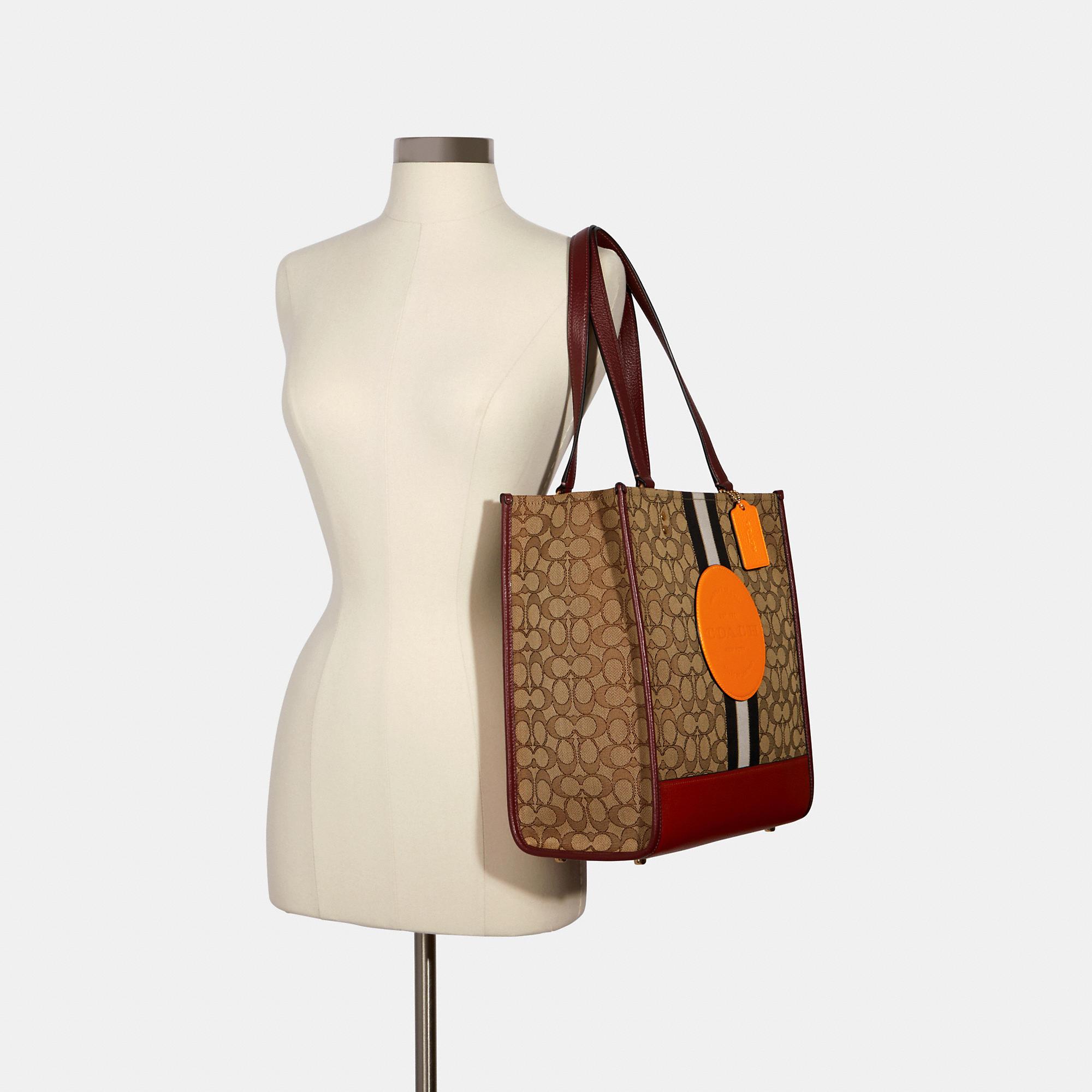 COACH Leather Dempsey Tote In Signature Jacquard With Stripe And 